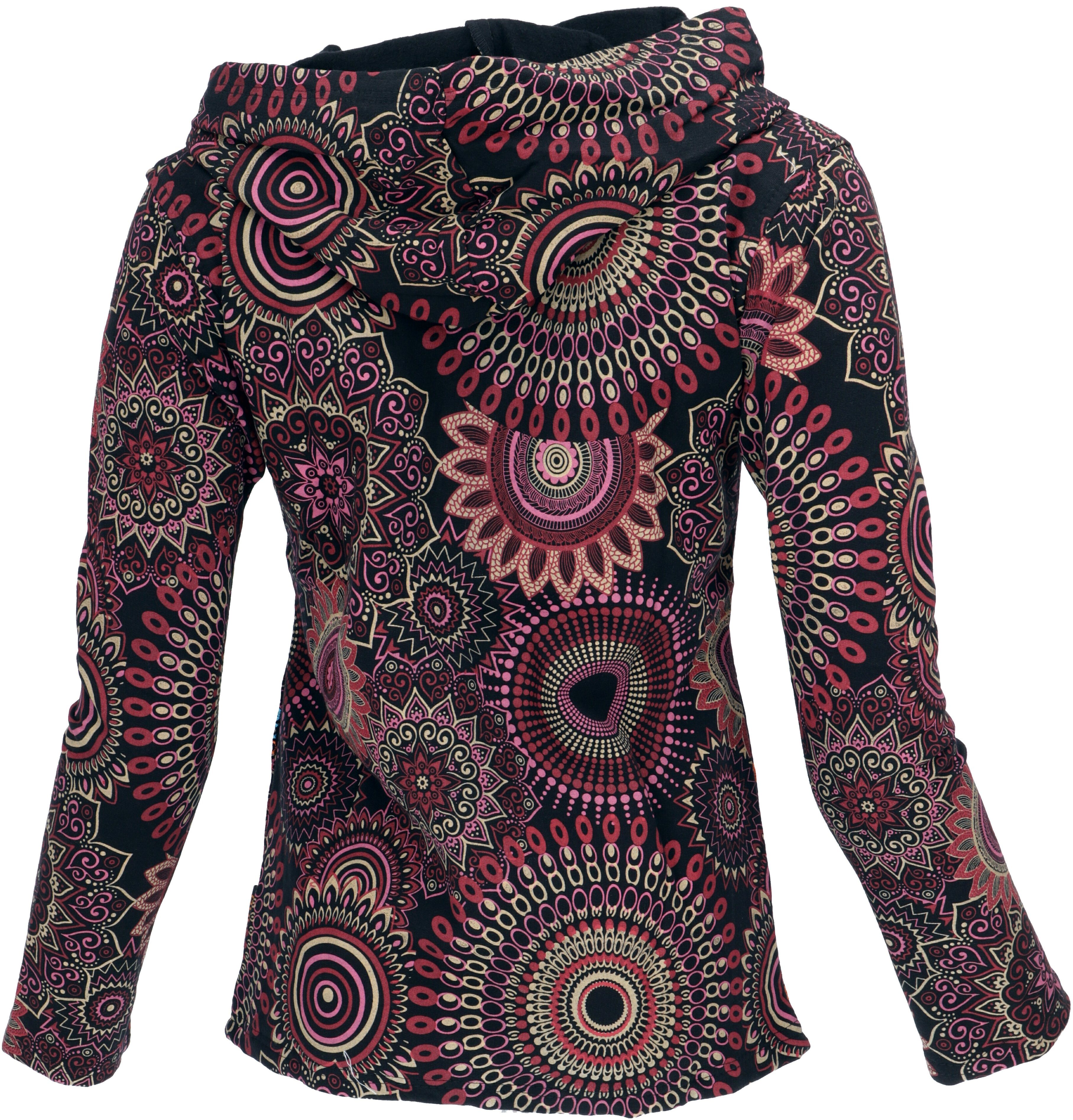 Langjacke schwarz/pink Boho Guru-Shop Jacke, Bekleidung alternative Jacke -.. Hippie bestickte chic