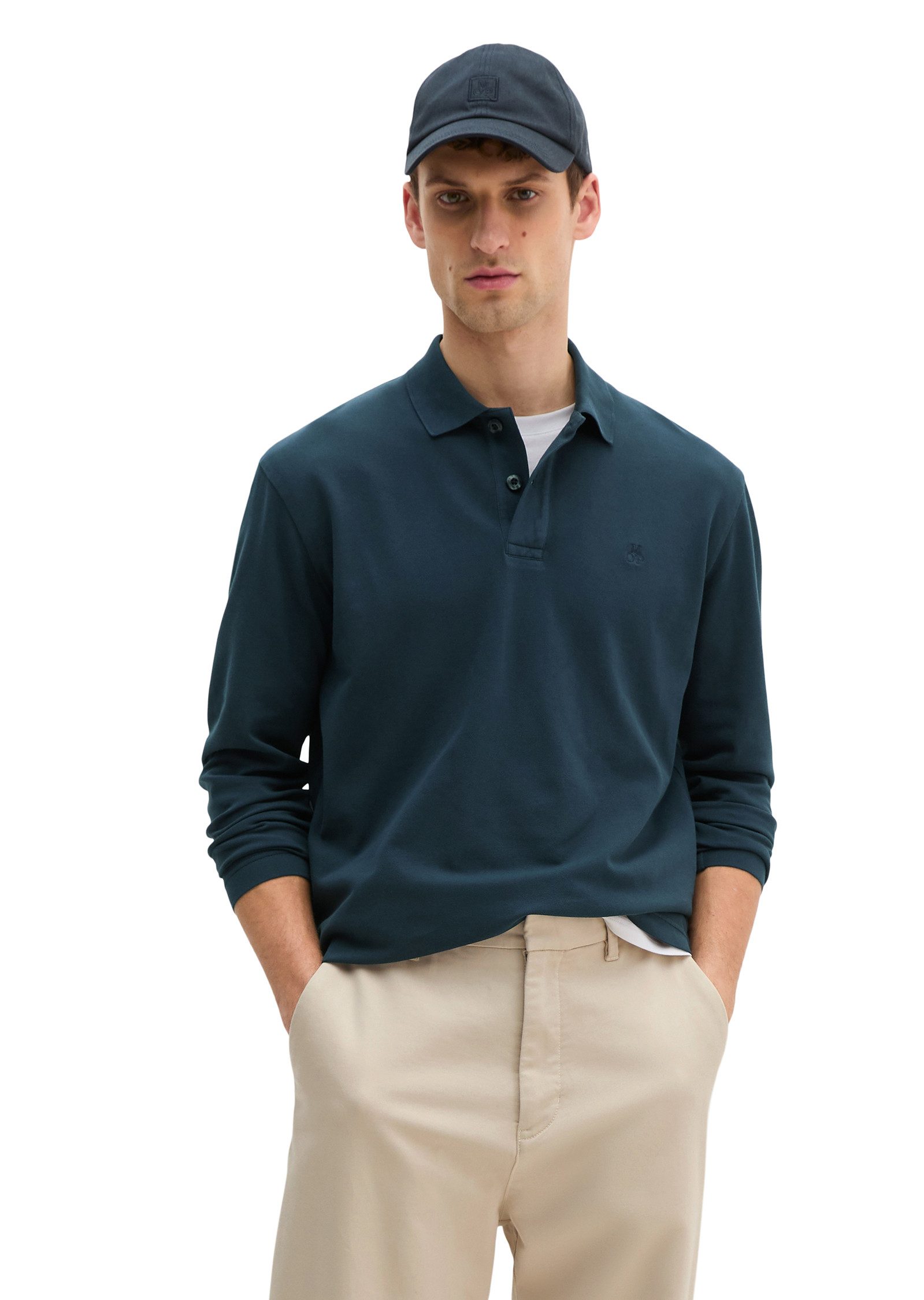 Marc O'Polo Langarm-Poloshirt Piqué regular fit aus Bio-Baumwolle mit Elast günstig online kaufen