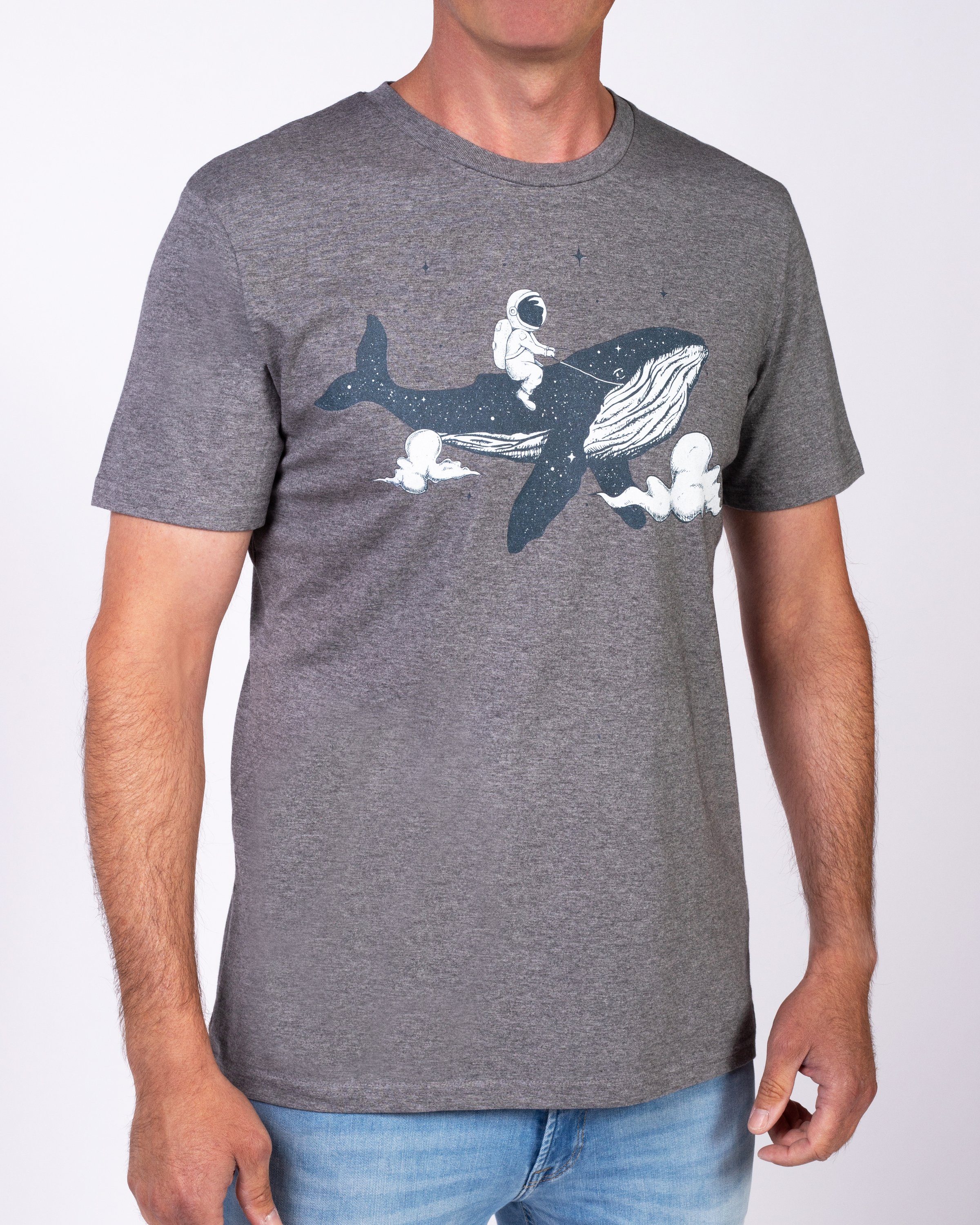 wat? Apparel Print-Shirt Spacewhale (1-tlg) mittelgrau meliert