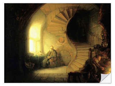 Posterlounge Wandfolie Rembrandt van Rijn, Meditierender Philosoph, Malerei