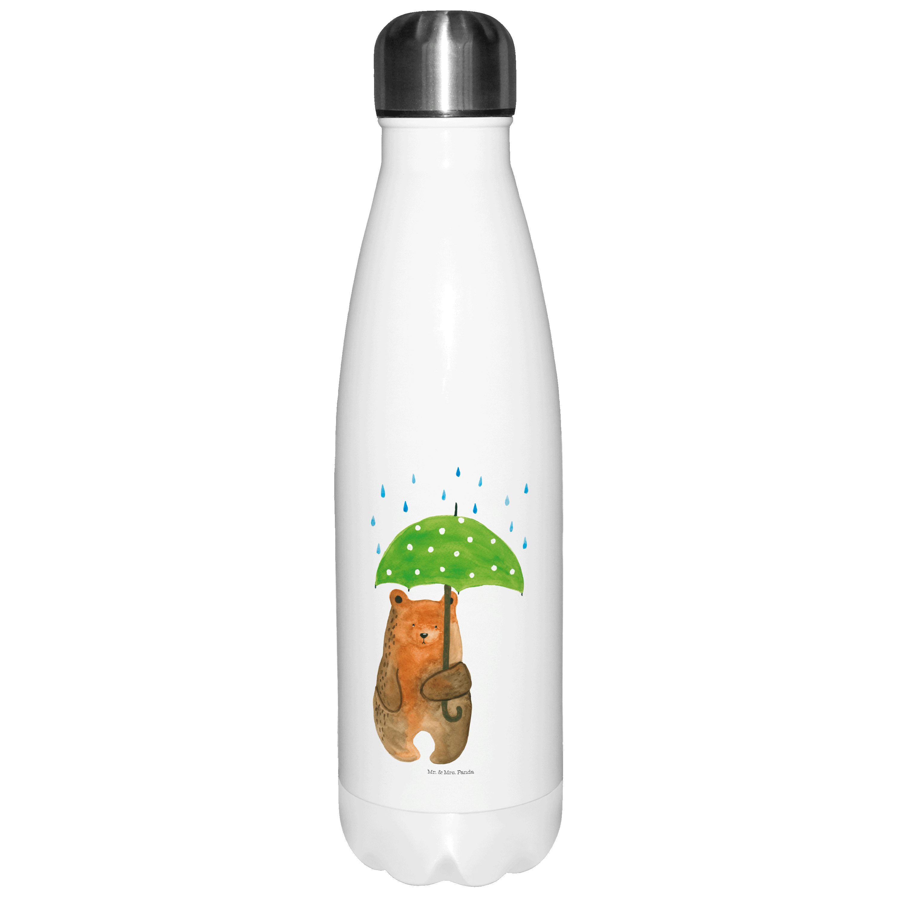 Mr. & Mrs. Panda Thermoflasche Bär Regenschirm Weiß Geschenk