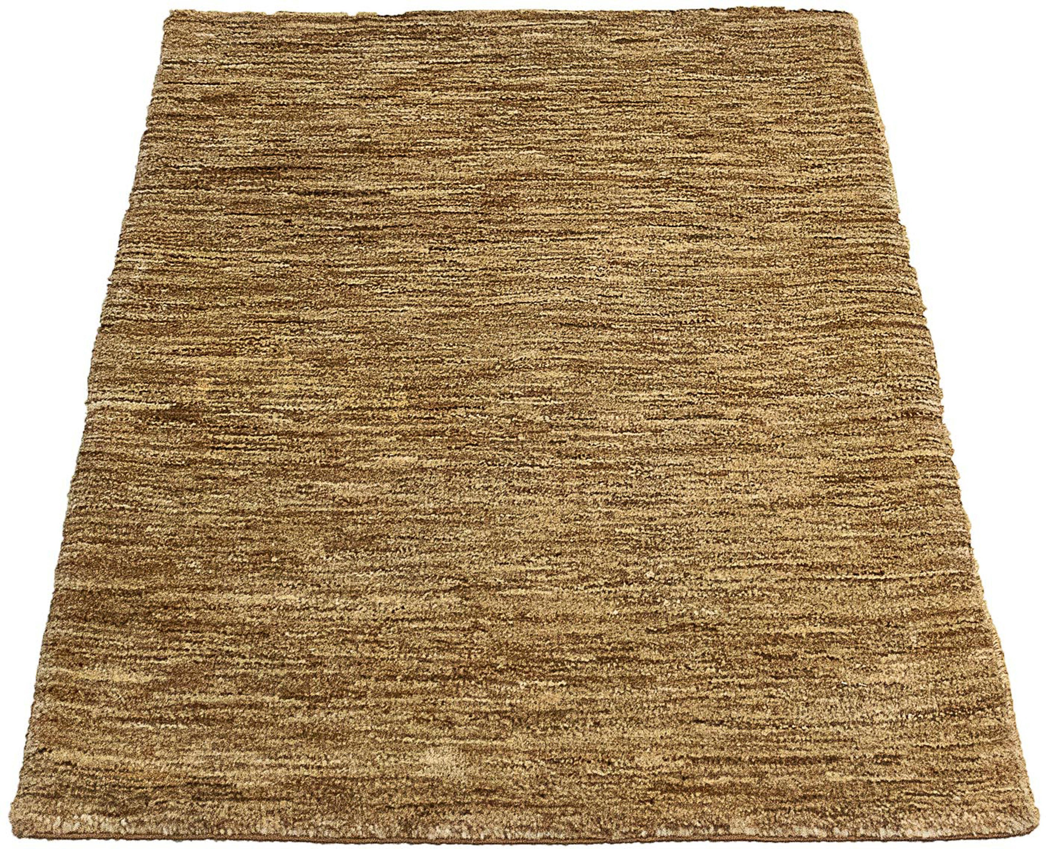 Wollteppich Gabbeh - Indus - 94 x 64 cm - hellbraun, morgenland, rechteckig, Höhe: 18 mm, Wohnzimmer, Handgeknüpft, Einzelstück mit Zertifikat