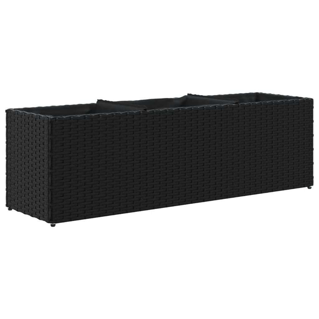 vidaXL Hochbeet Hochbeet mit 3 Fächern Schwarz 105x30x32 cm Poly Rattan (1 St)