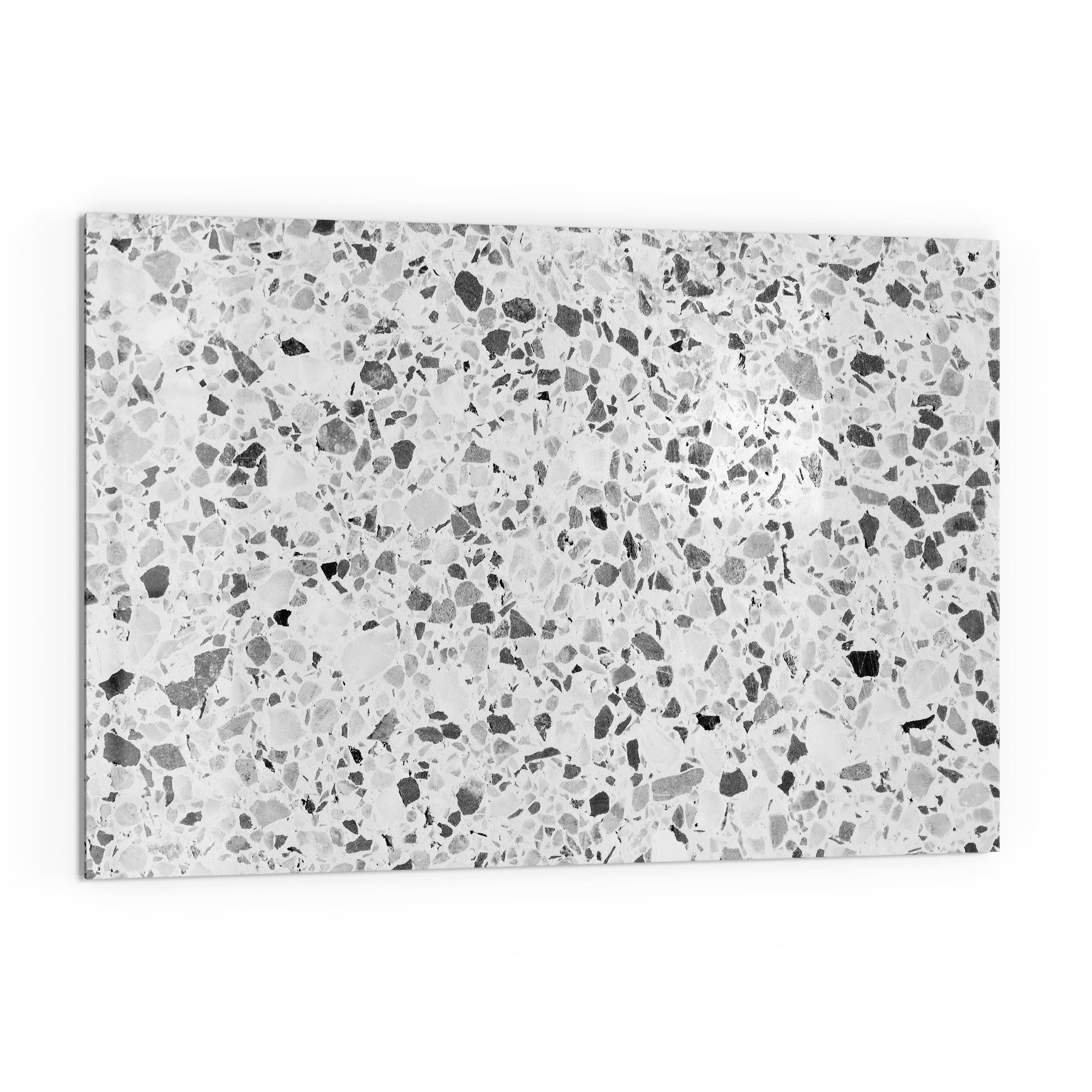 DEQORI Küchenrückwand 'Grauer Terrazzo', Glas Spritzschutz Badrückwand Herdblende