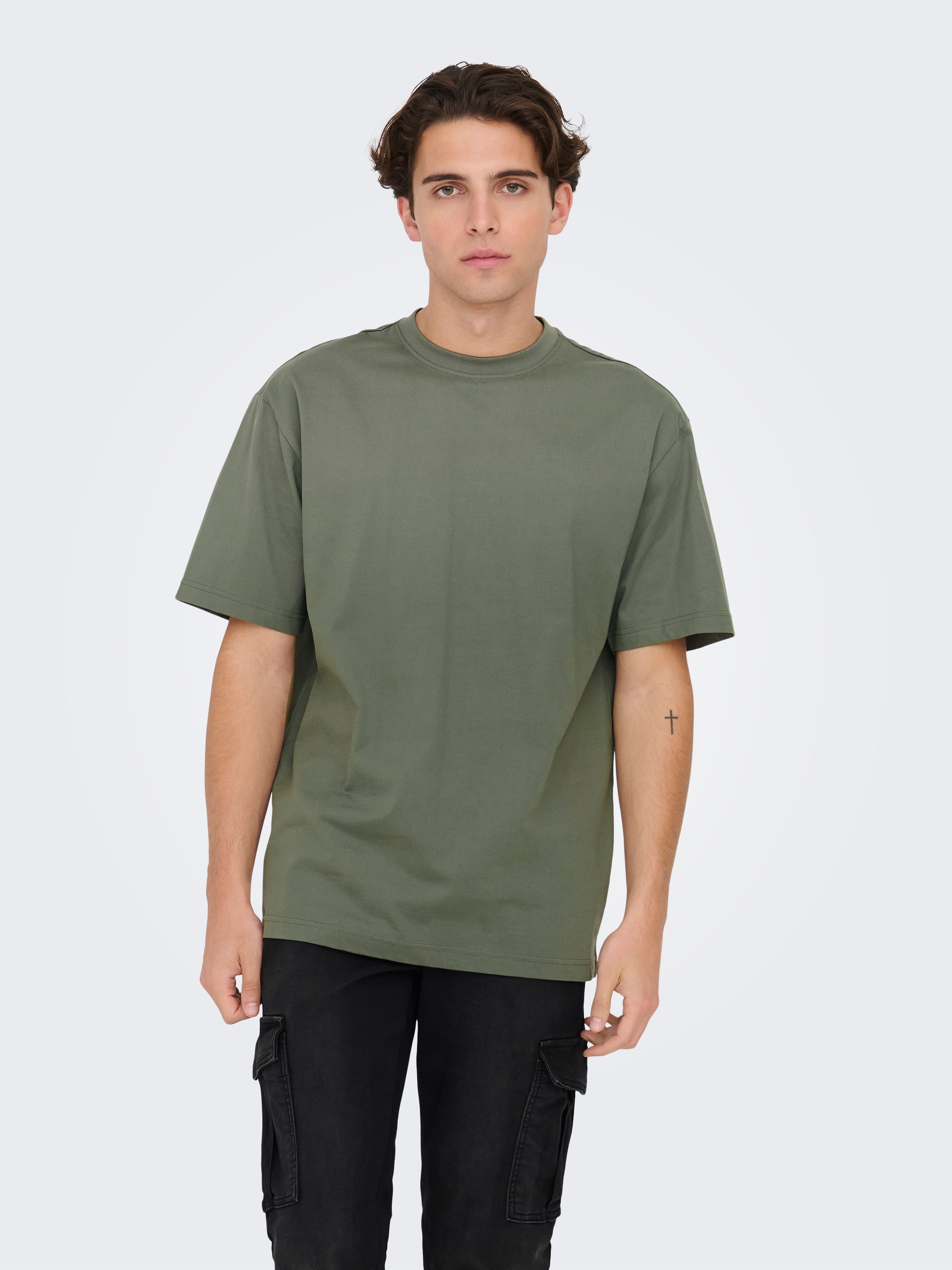ONLY & SONS Rundhalsshirt ONSFRED RLX SS TEE Baumwolle, relaxed fit