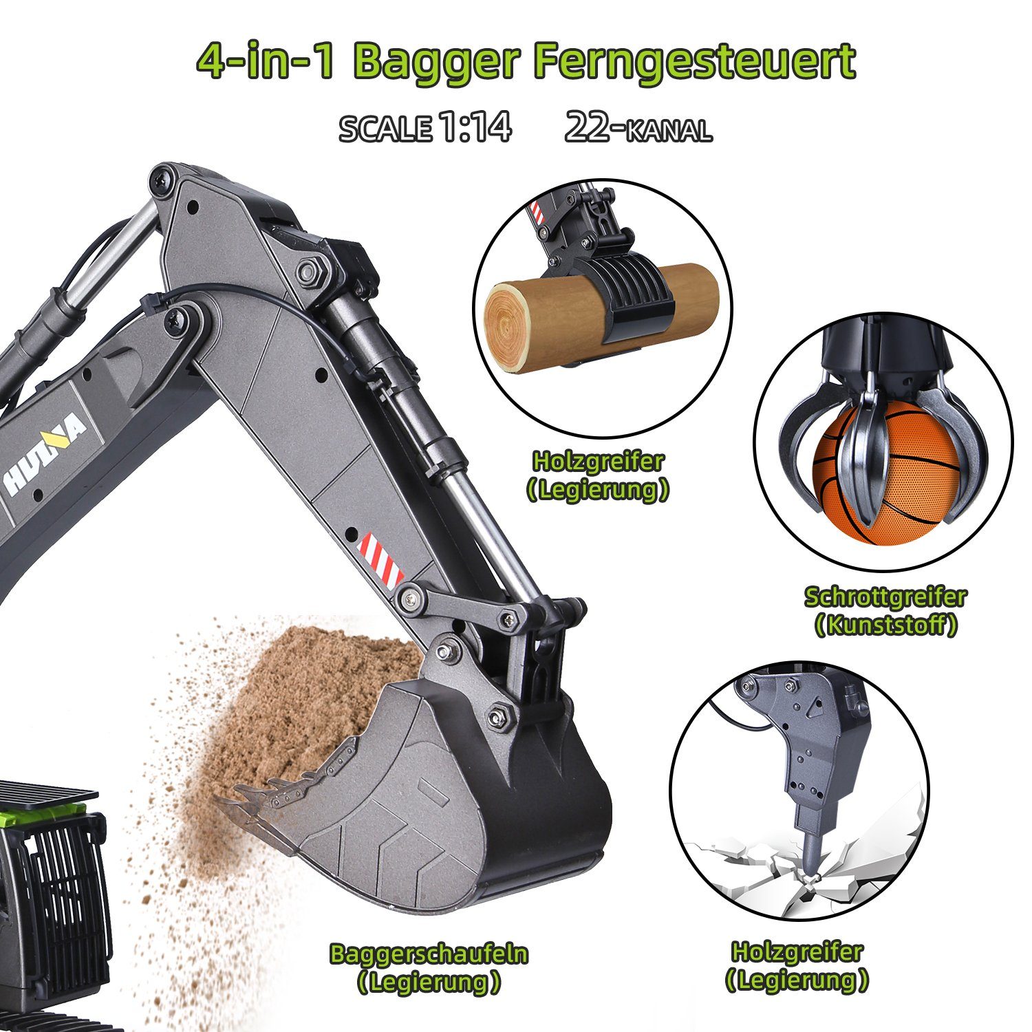 Esun RC-Bagger Ferngesteuerter bagger spielzeug, rc bagger baustellenfahrze günstig online kaufen