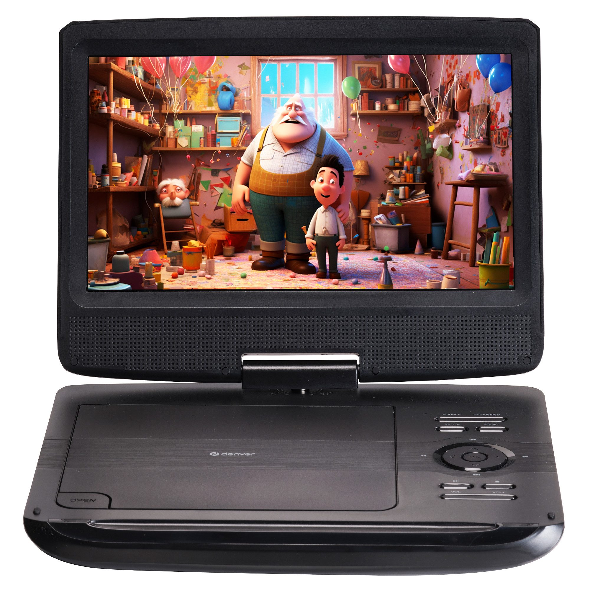 Denver MT-1097 Portabler DVD-Player (Tragbar, mit Auto- Adapter, Köpfhöreranschluss, Tragbar, mit Auto- Adapter, Köpfhöreranschluss)