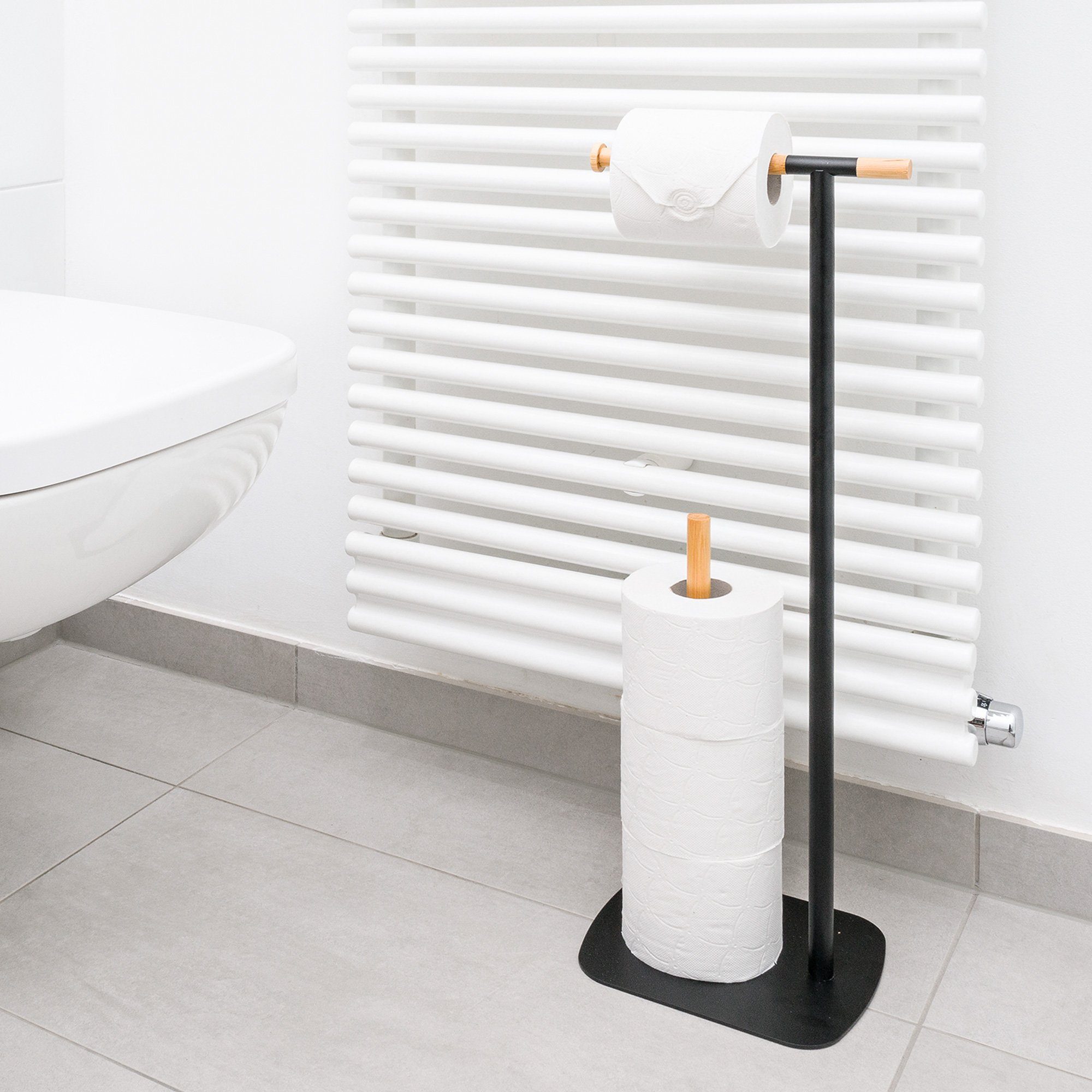 Navaris Toilettenpapierhalter Toilettenpapierhalter stehend - Schwarz günstig online kaufen