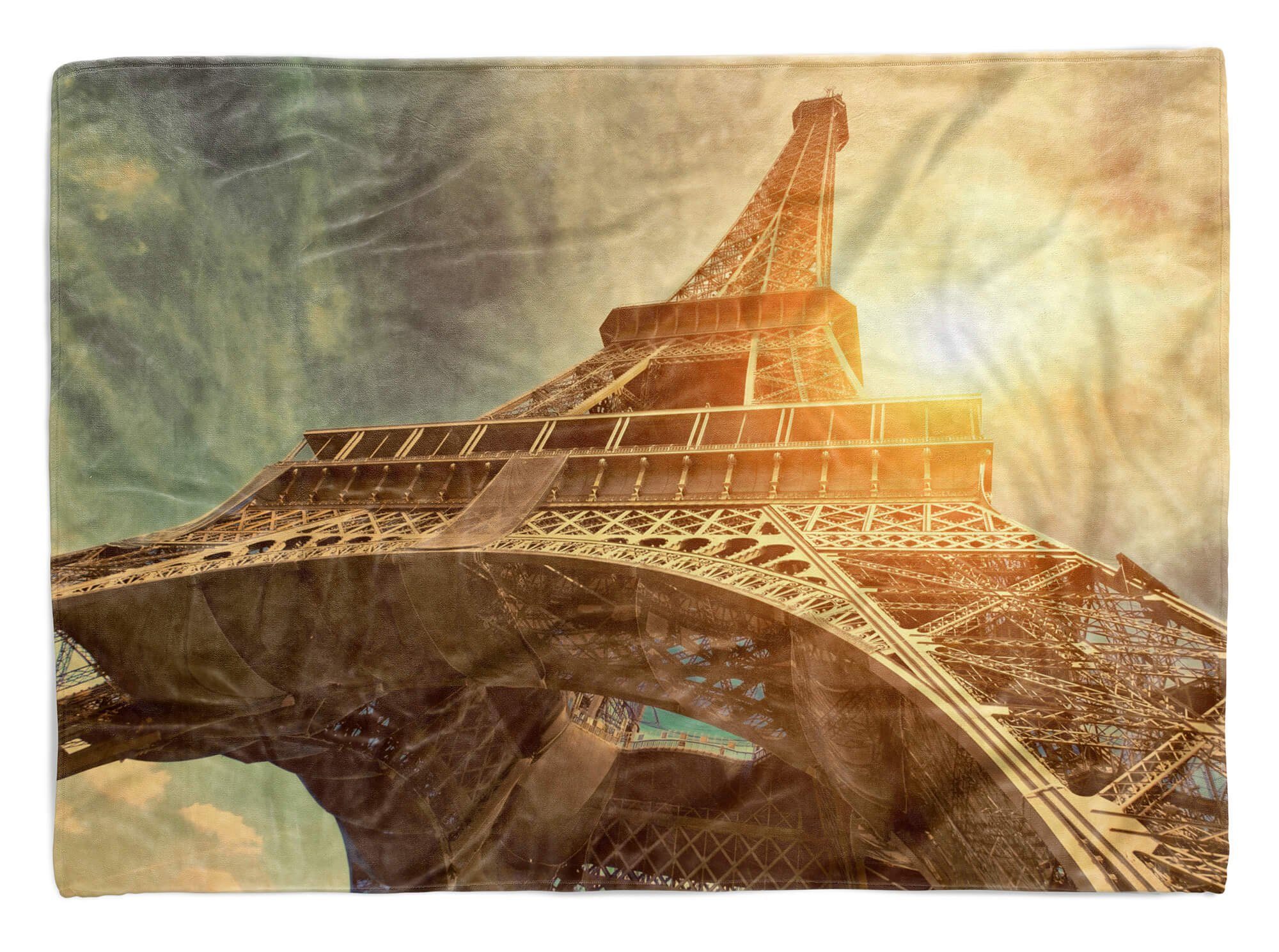 Sinus (1-St), Saunatuch Handtuch Fotomotiv Eiffelturm Baumwolle-Polyester-Mix Art mit Strandhandtuch Paris Handtücher F, Kuscheldecke Handtuch