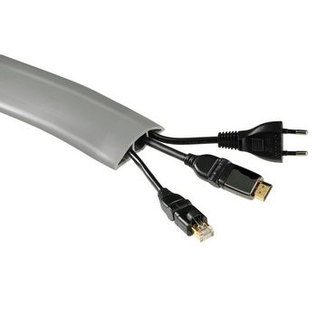 Hama Kabelkanal Flexibler Kabelkanal,180 x 6 x 1 cm, PVC, Grau, selbstklebend, halbrund, plastikfrei, universell kürzbar
