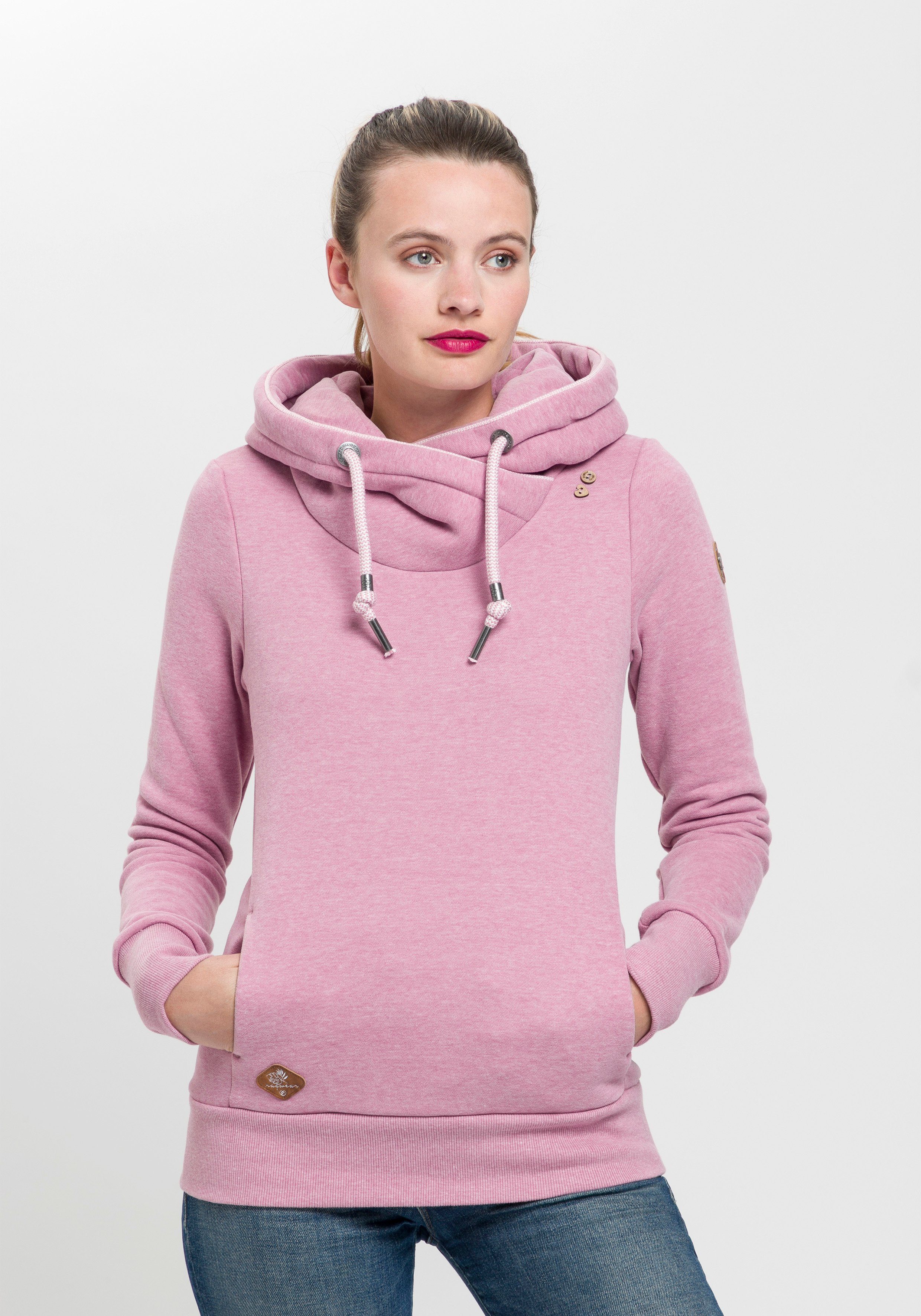 Ragwear Sweatshirt GRIPYBUTTON Sweater mit rustikalen Kordel-Akzenten pink