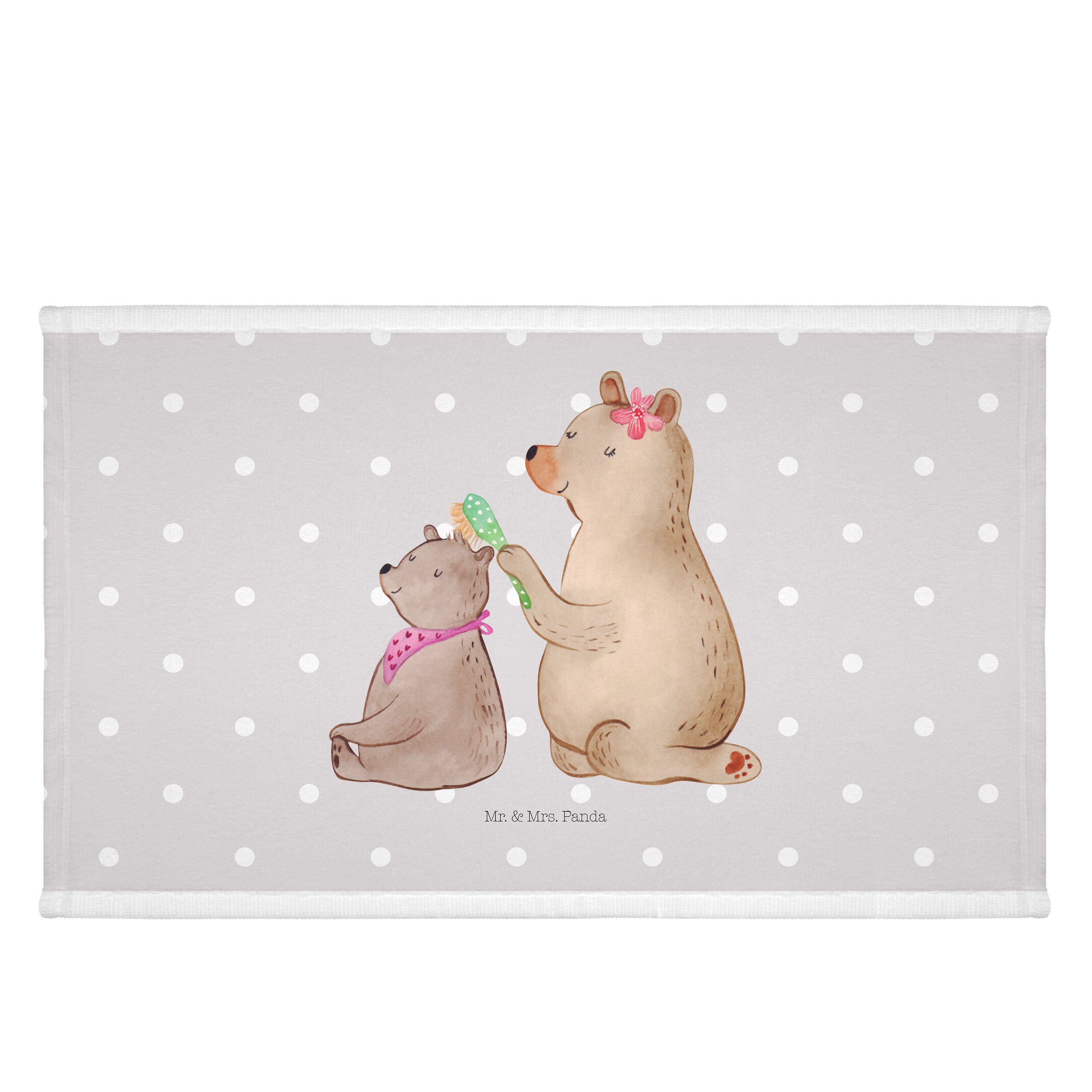 Mr. & Mrs. Panda Handtuch Bär mit Kind - Grau Pastell - Geschenk, Muttertag, Mama, Mutti, Mutte, (1-St)