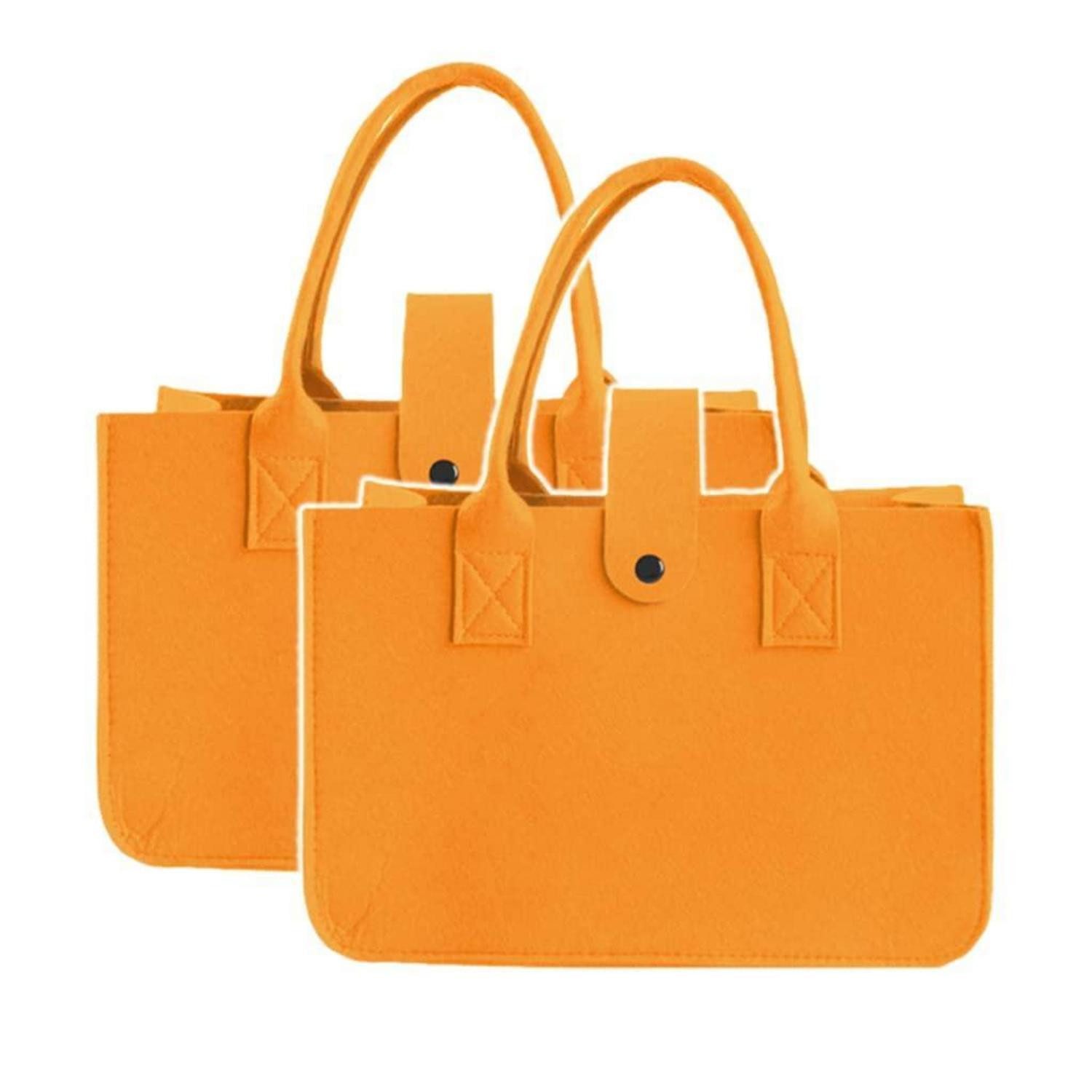LuxusKollektion Kaminholzkorb Filztaschen Shopper 2 Stk 40x25x20cm Orange (2 St)