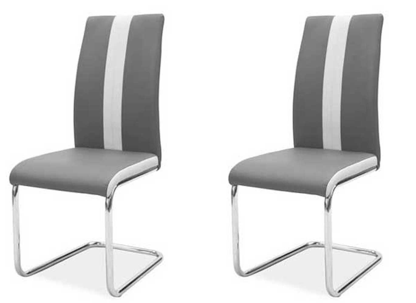Feldmann-Wohnen Esszimmerstuhl H-200, grau weiß 2er Set | Stühle