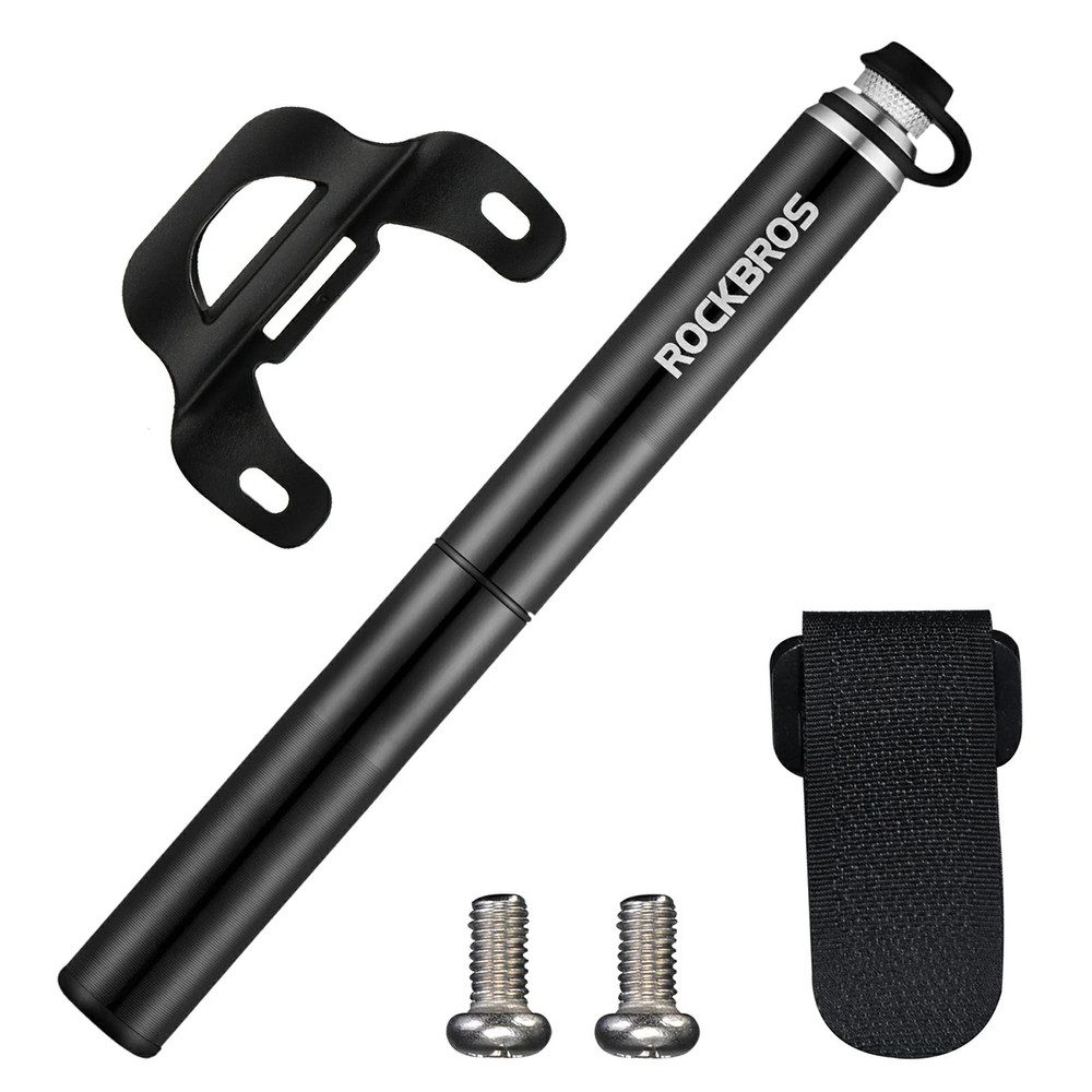 ROCKBROS Fahrradpumpe Minipumpe Luftpumpe Handpumpe (Spar-Set, 1-tlg., 36, 5 cm leicht), 160 PSI, Manometer, Schlauch, Alu, Rahmenhalter