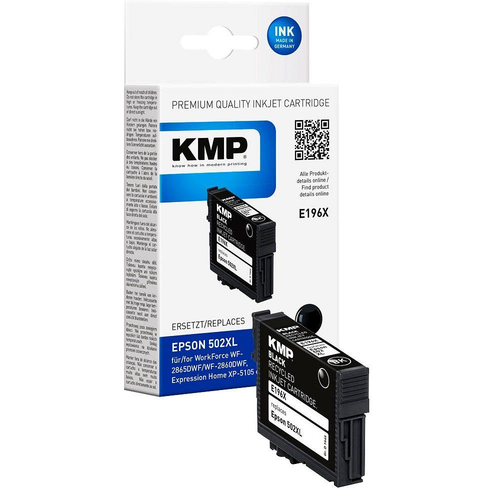 KMP 1 Tinte E196X black (1 ERSETZT - Farbe, 502XL Tintenpatrone 1-tlg) schwarz