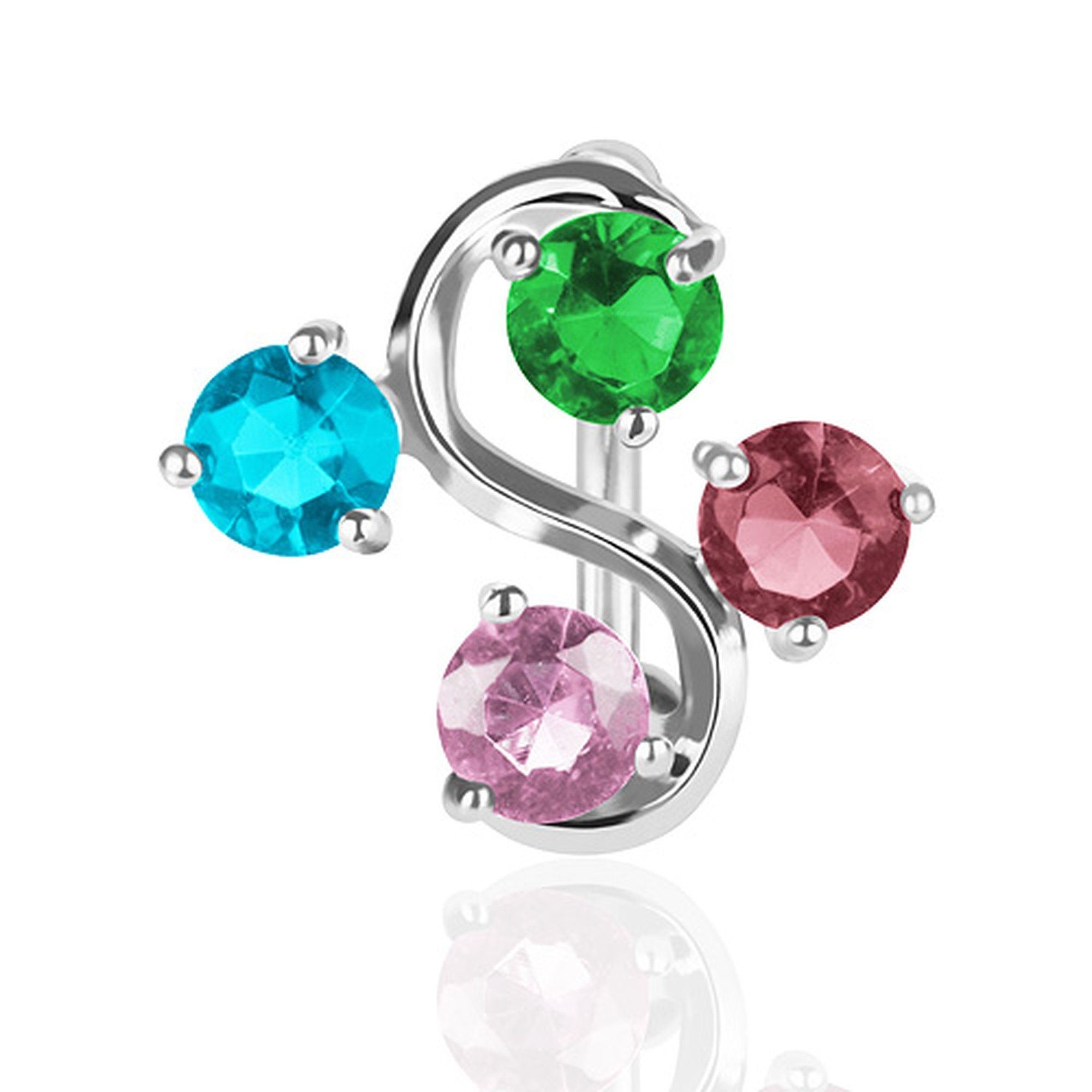 Taffstyle Bauchnabelpiercing Piercing Banane Anhänger mit Kristallen S Reverse, Chirurgenstahl Bauch Bauchnabel Stecker Anhänger Silber