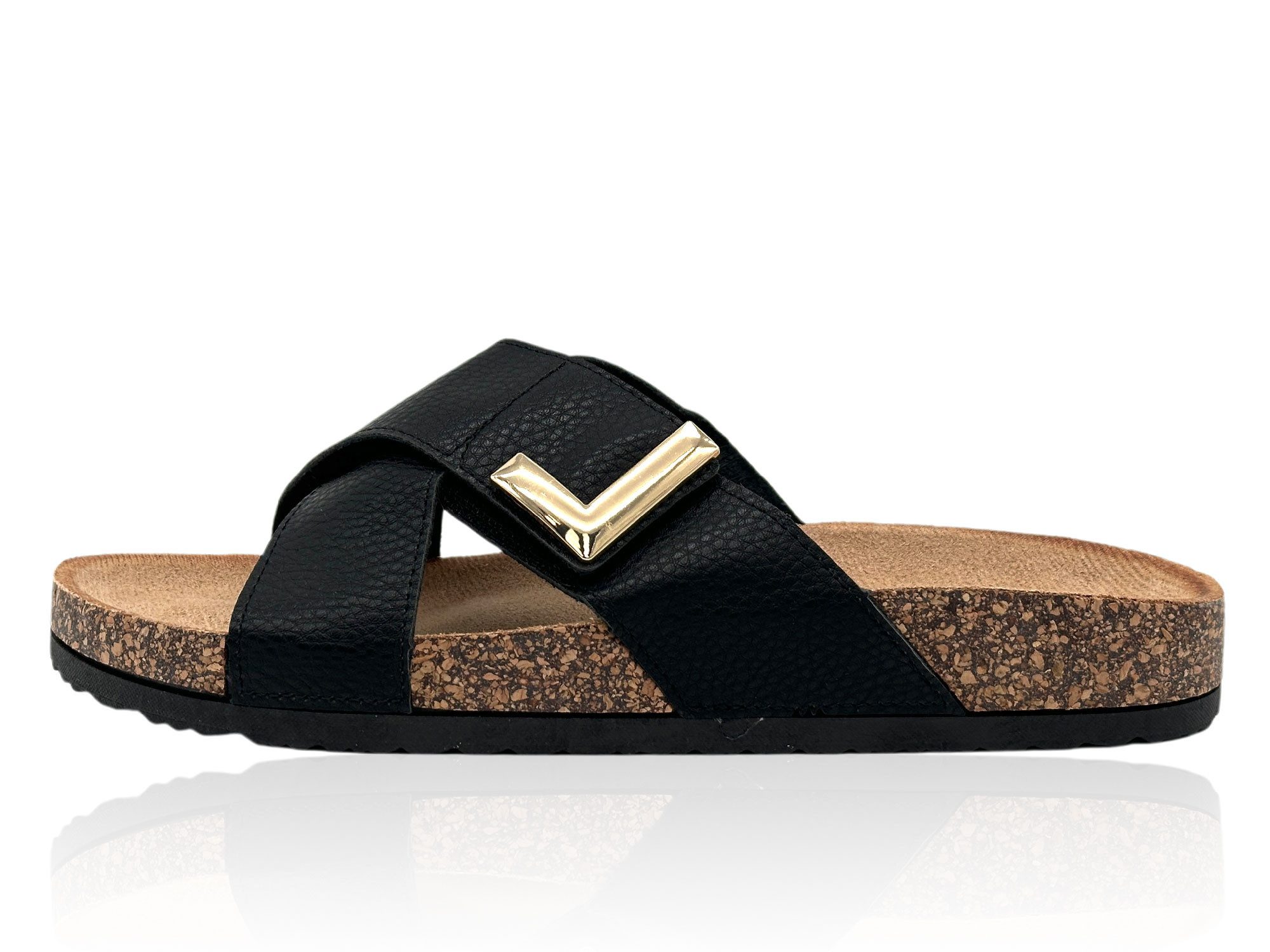 Nowaland Damen Pantoletten – Bequeme Sommer Sandalen mit Korkoptik Pantolette Leicht, bequem, modisch mit weicher Korkoptik-Sohle