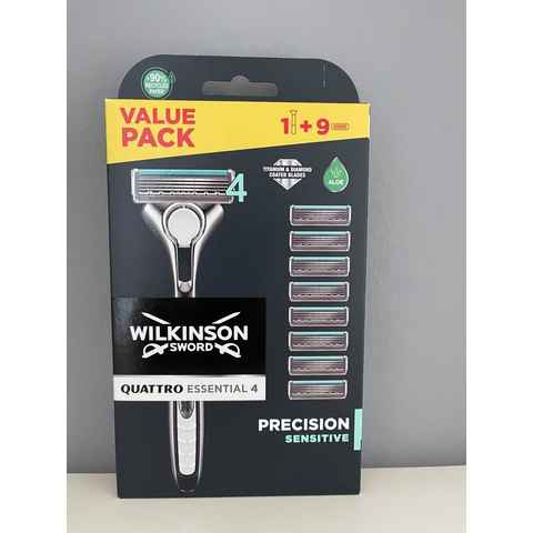 Wilkinson Rasierklingen Wilkinson Quattro Essential 4 Precision Sensitive Rasierr+9Klingen, 1-tlg.