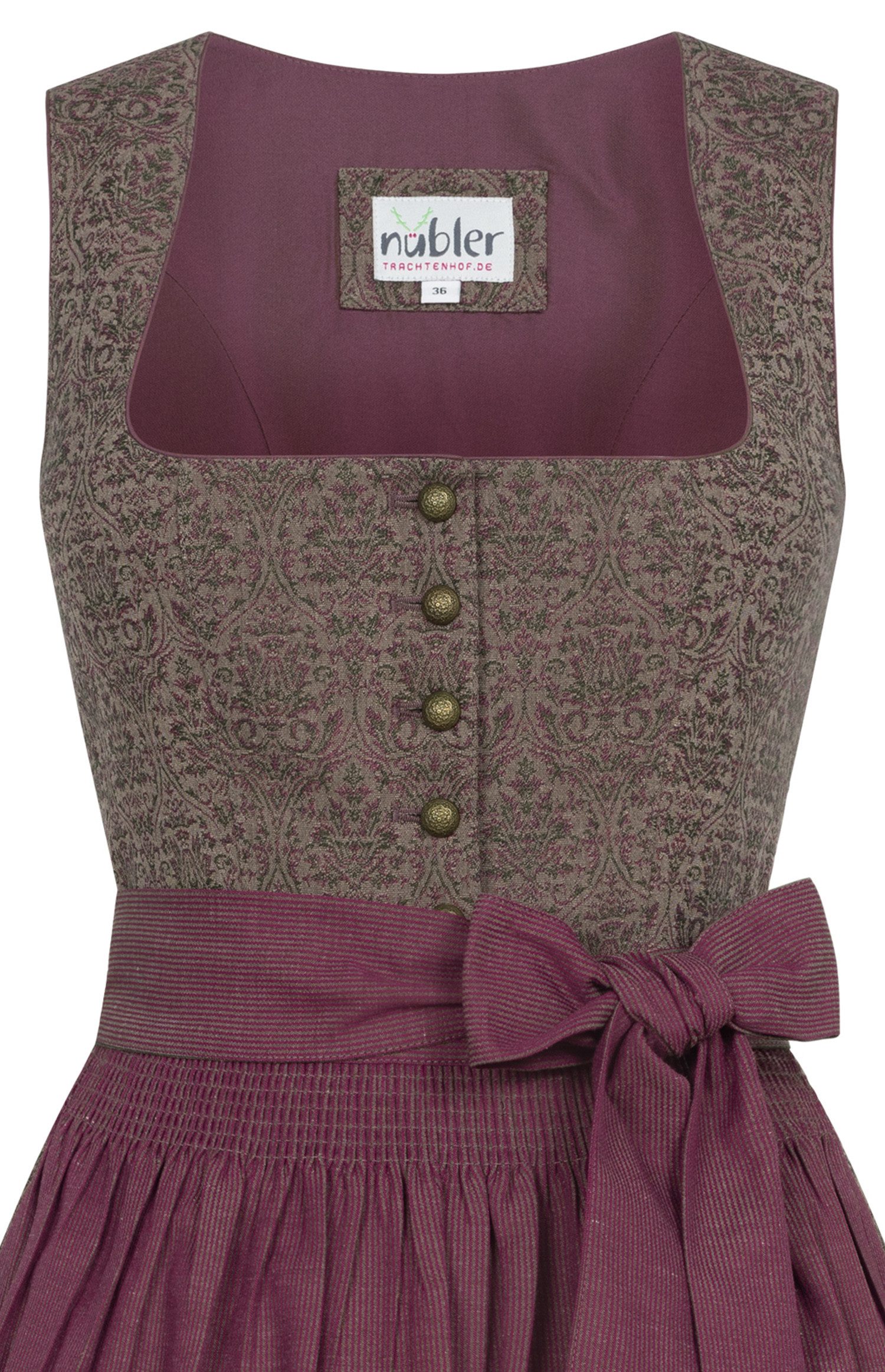 Nübler Dirndl Midi Dirndl Blanka in Brombeere von Nübler - Rocklänge 70 cm