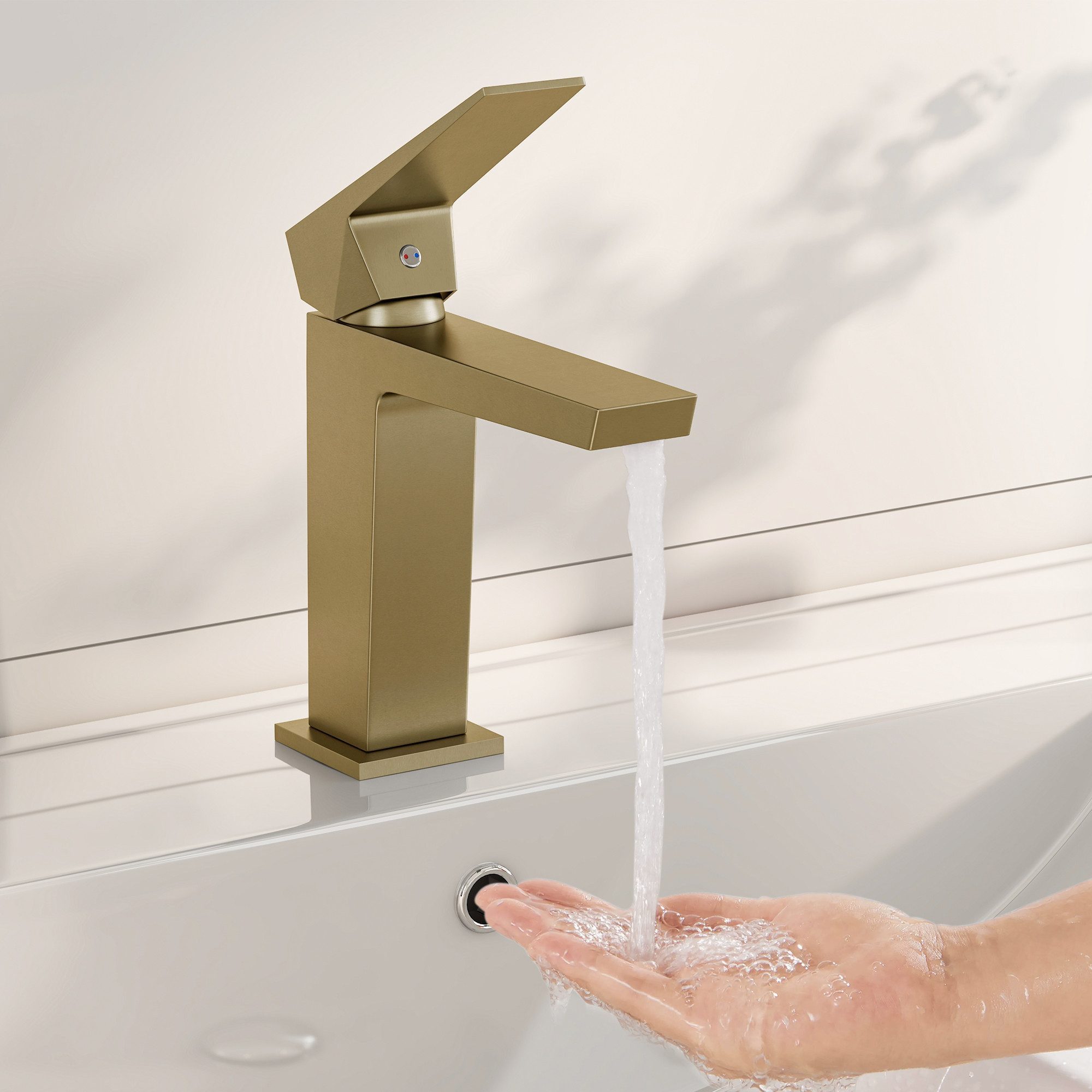 radelldar Waschtischarmatur Wasserhahn Bad & Bleifreie Edelstahl-Armatur – Rostfrei & Anti-Spritz (1-St) Einhebelmischer für Aufsatzwaschbecken, 170mm hoch