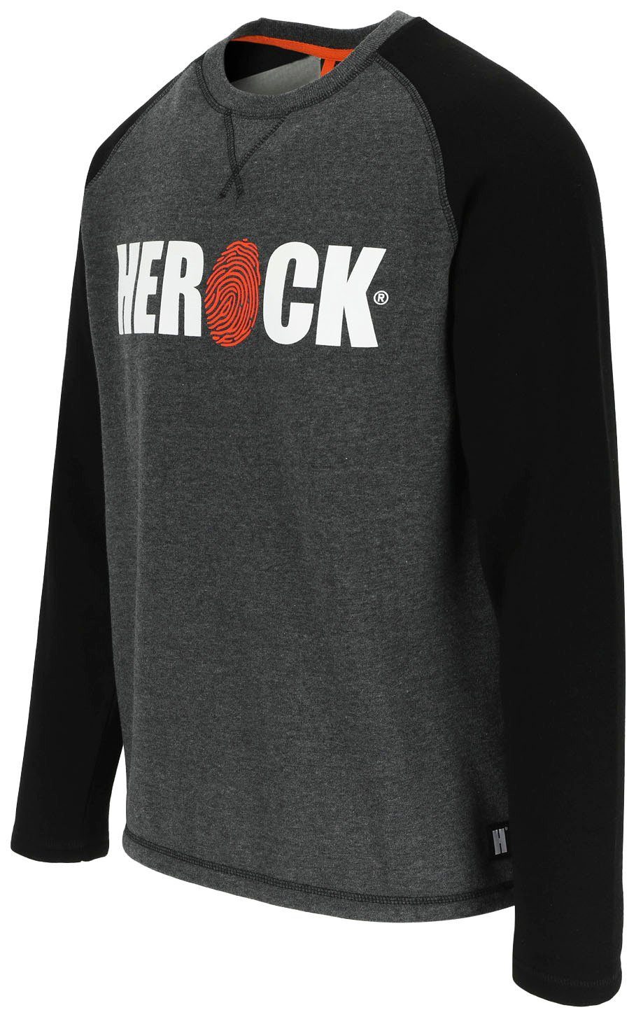 2-Farbig Schwarz/Grau Sweater Herock Herock®- Aufdruck, mit T-Shirt/Sweater, Langarmshirt ROLES Rundhals,
