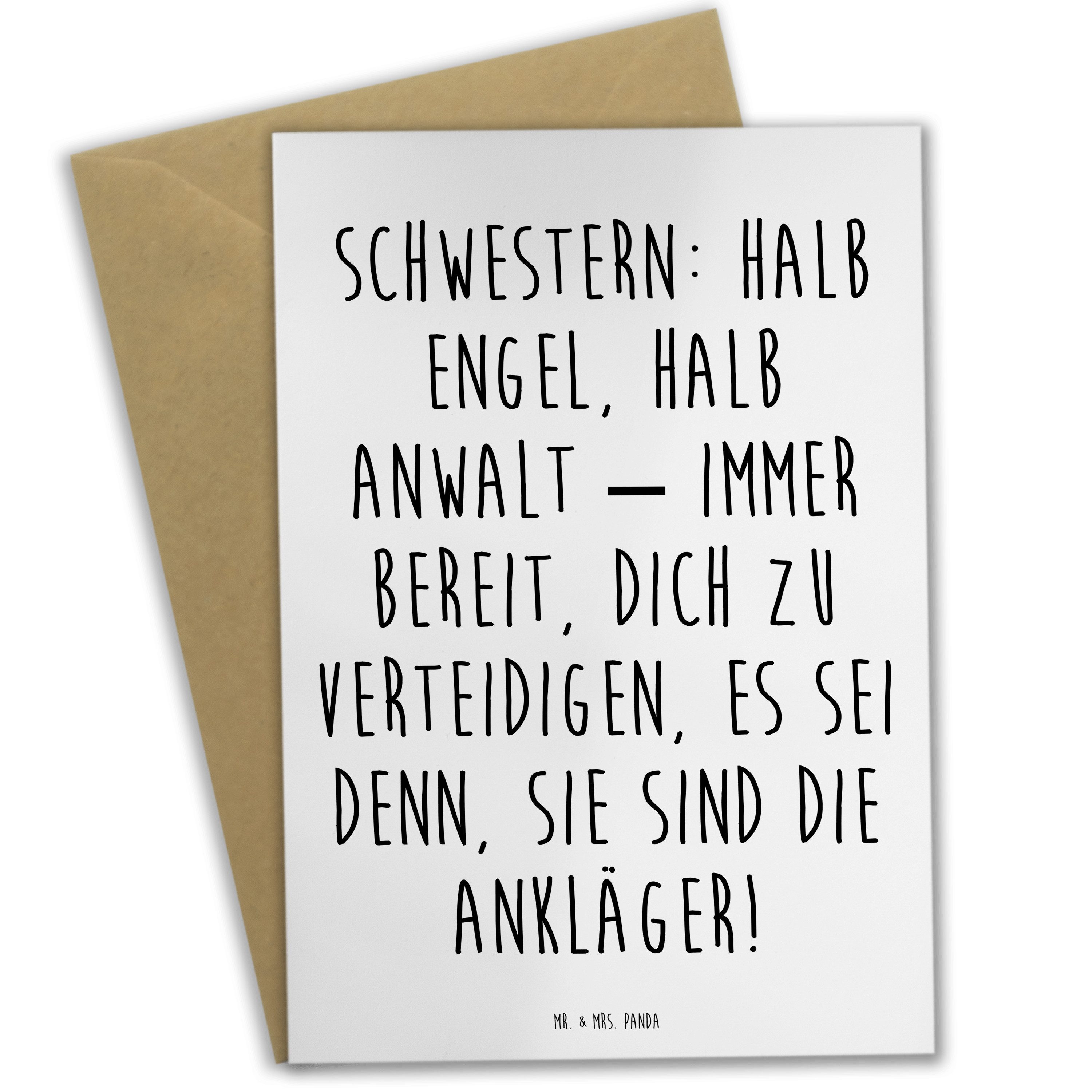 Mr. & Mrs. Panda Grußkarte Schwestern Die Anwälte des Familienlebens