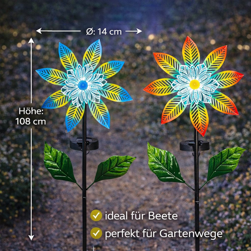 formano Gartenfigur 2er Set Solar Gartenstecker LED Solarleuchten Blume Gartenstecker