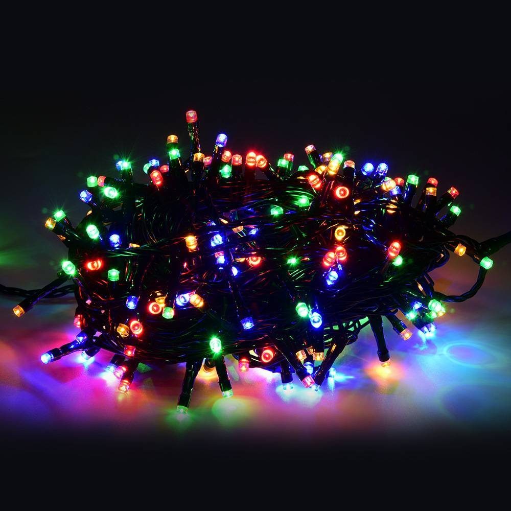 Rosnek LED-Lichterkette Solar, 8 Funktionen, wasserdicht, für Garten Party Weihnachten Deko, 10/20M; Lichtsensorsteuerung Mehrfarbig