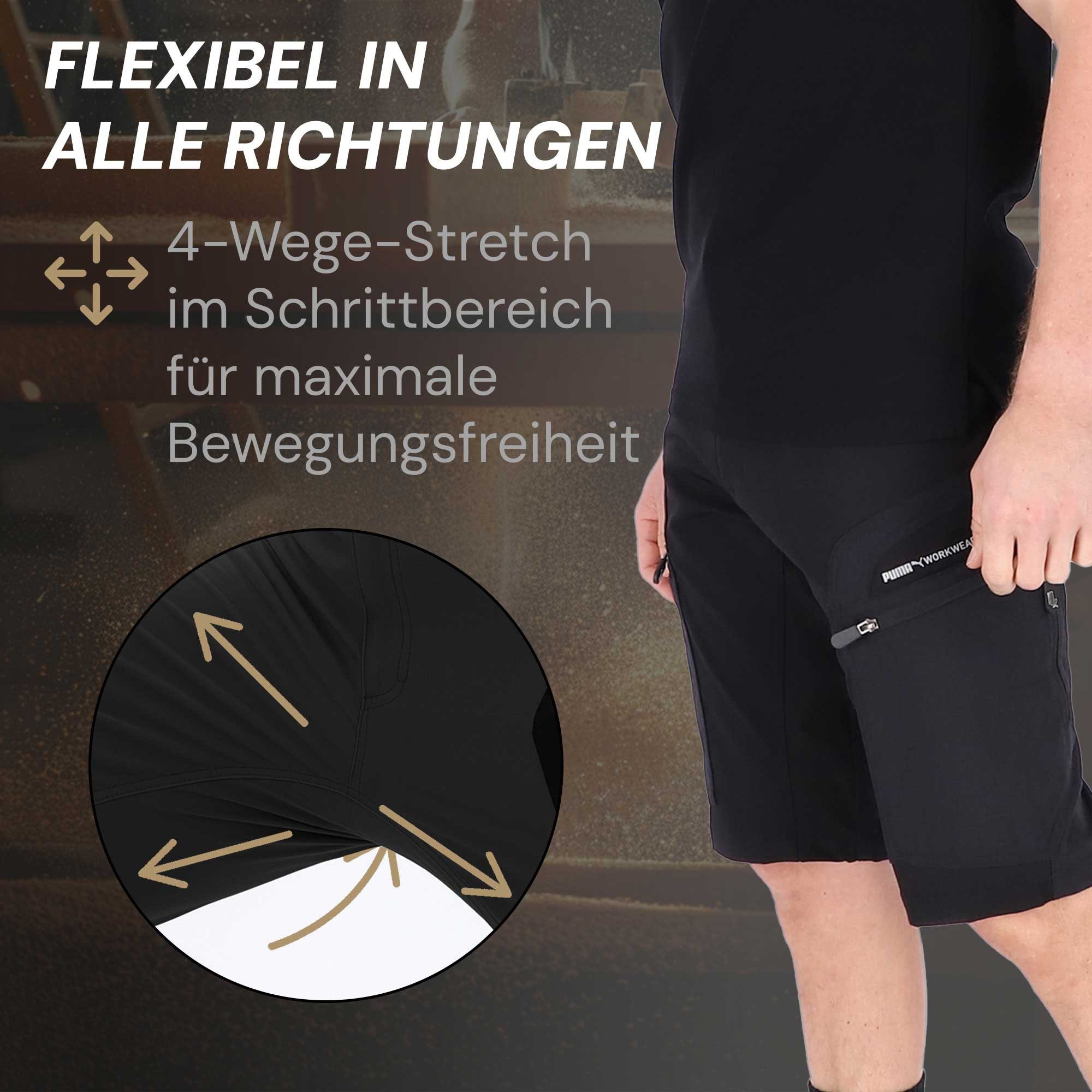 PUMA Workwear Trekkingshorts Pro-One Shorts Herren - Wanderhose Herren kurz - Outdoor Hosen Herren Stretch-Trekkinghose mit D-Ring – Verstärktes Nylon für Haltbarkeit