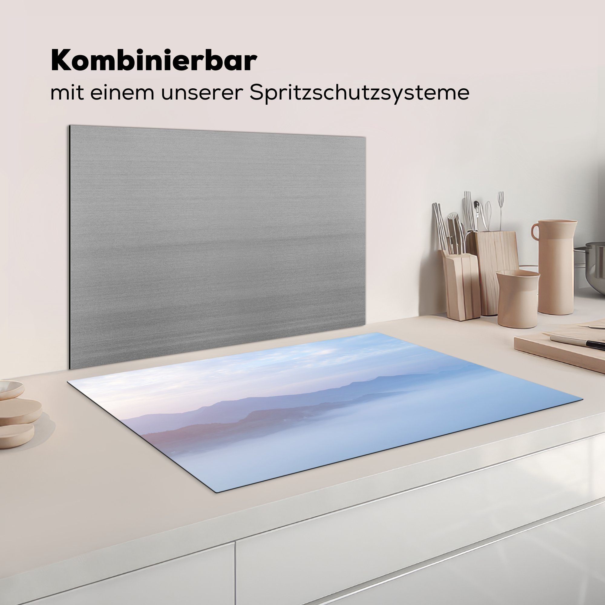 über Vinyl, (1 Schutz cm, ziehen tlg), Nebelschwaden küche, China, 81x52 Ceranfeldabdeckung Induktionskochfeld MuchoWow für Herdblende-/Abdeckplatte die