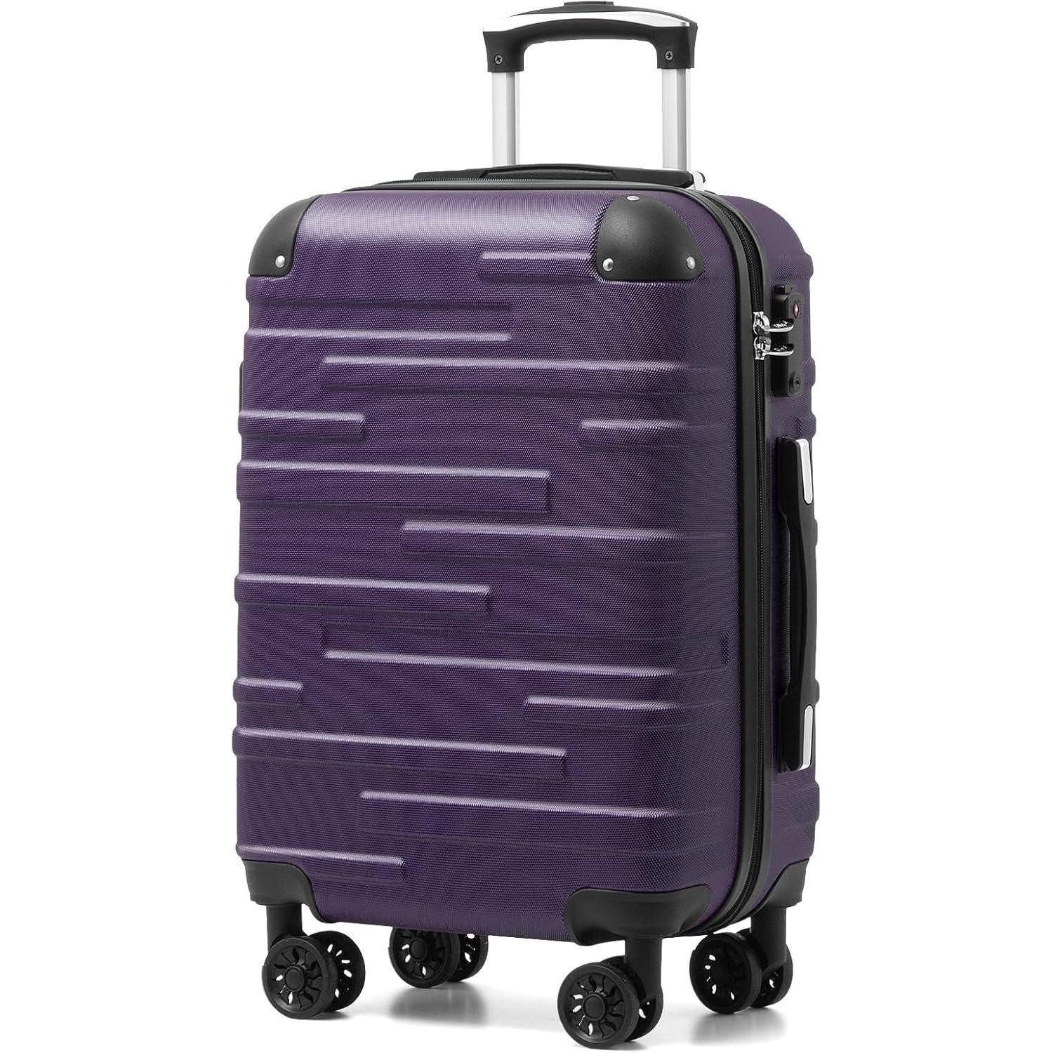 LuxusKollektion Hartschalen-Trolley Hartschalen-Koffer Rollkoffer TSA-Schloss 4 Rollen Graulila