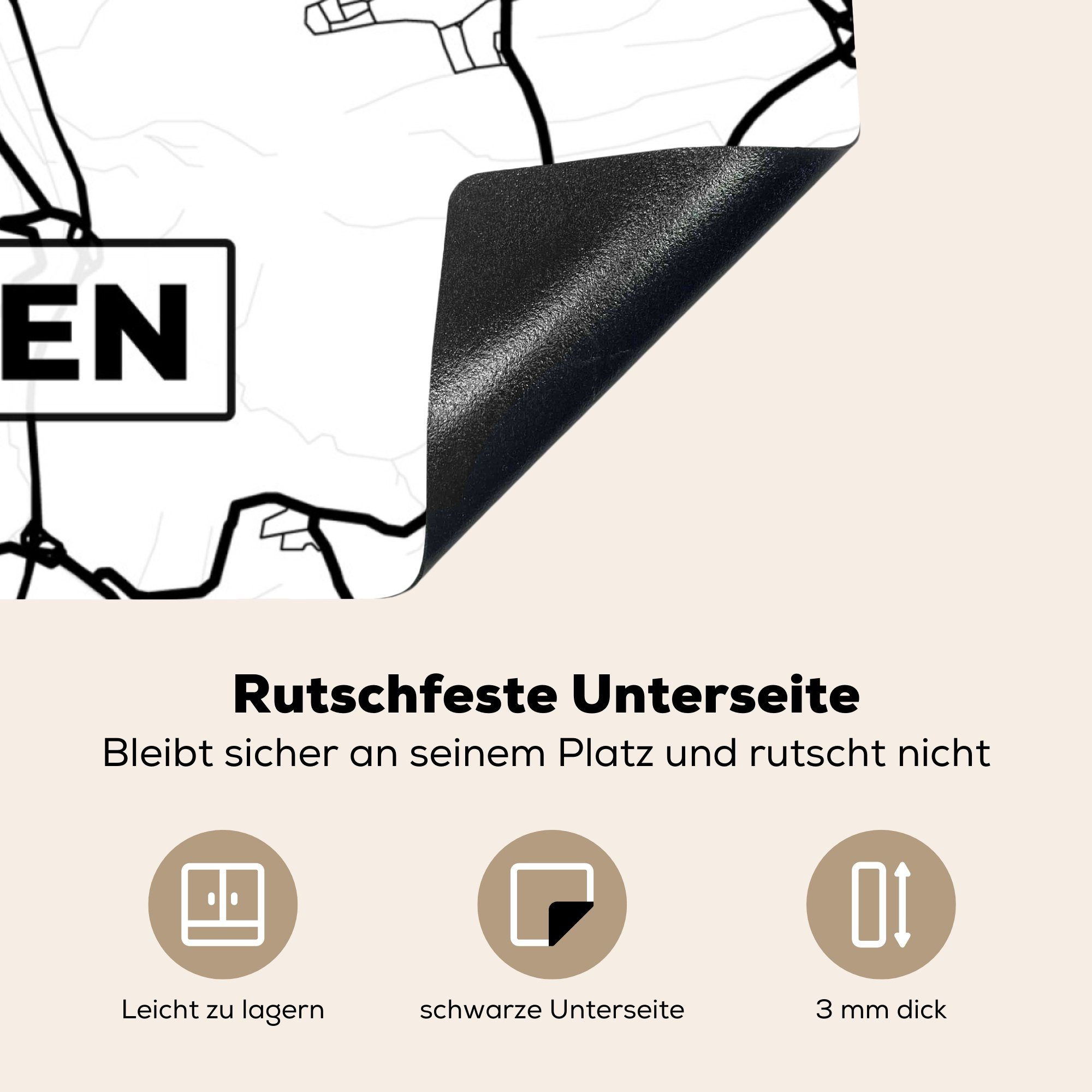 MuchoWow Herdblende-/Abdeckplatte Karte - Tübingen Arbeitsplatte für tlg), - küche Ceranfeldabdeckung, Vinyl, 78x78 (1 cm, Stadtplan