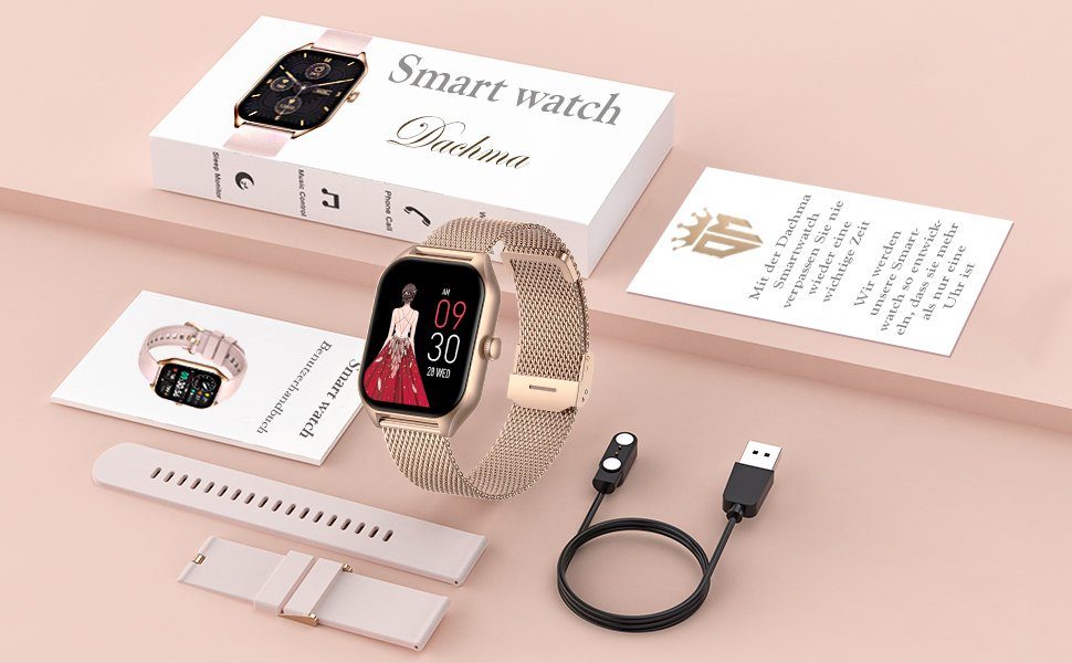 3 280mAH Smartwatch Whatsapp Damen Uhr Funktion Android iOS), Android Dachma iOS Armbänder Telefon Zoll, (1,85