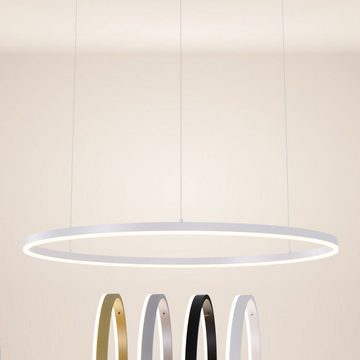 s.luce Pendelleuchte LED Hängelampe Ring 100 5m Abhängung Goldfarben, Warmweiß
