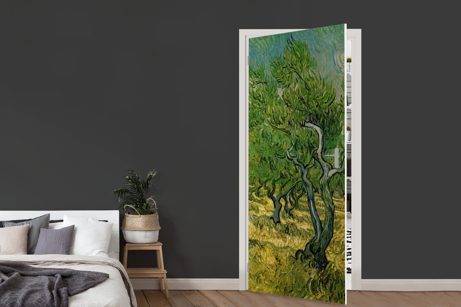 Gogh, Matt, Vincent Fototapete MuchoWow (1 van Olivenhain cm Tür, St), 75x205 - Türaufkleber, bedruckt, für Türtapete