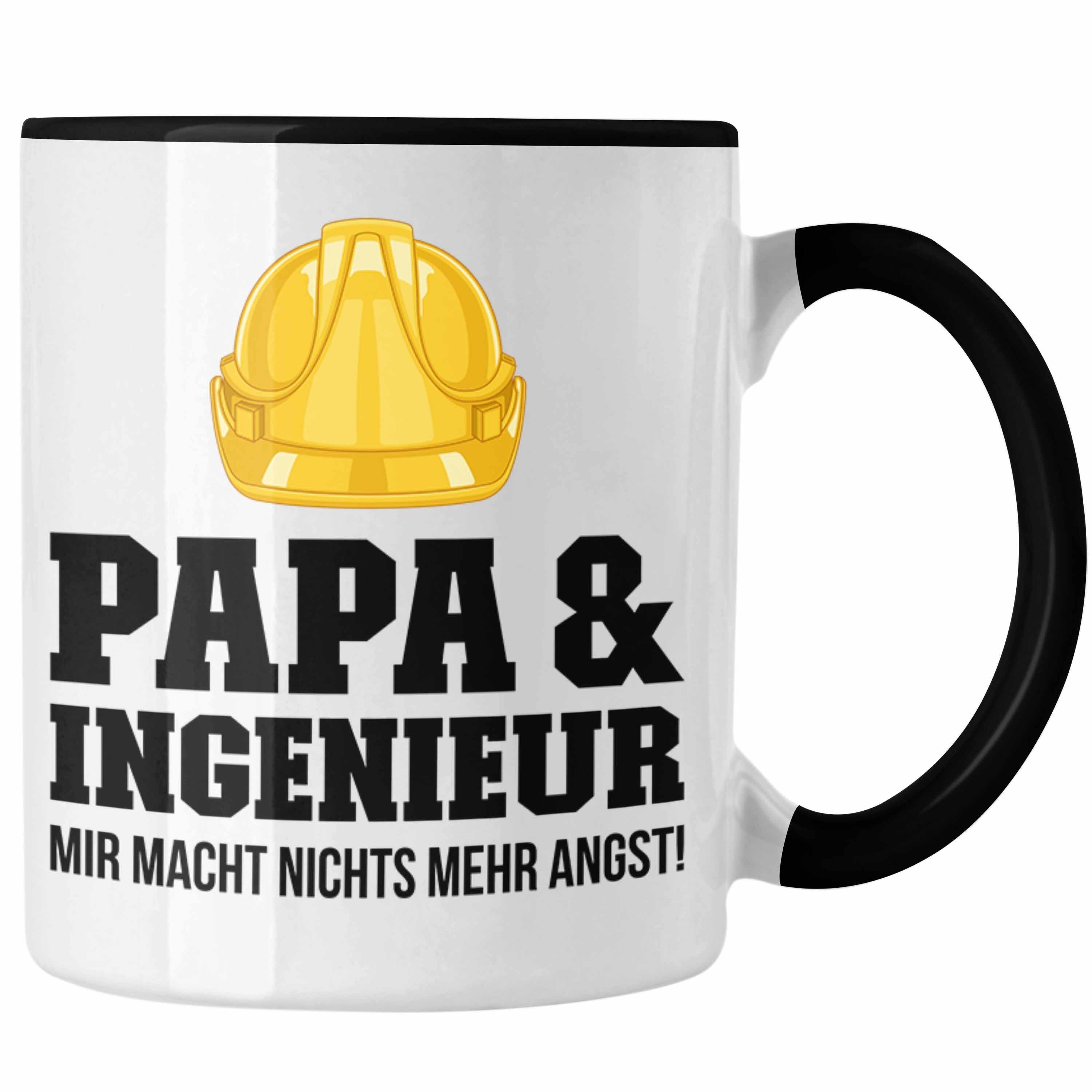 Trendation Tasse Trendation - Ingenieur Papa Tasse Gadget Geschenk Ingeneur Kaffeetasse Geschenkidee Schwarz