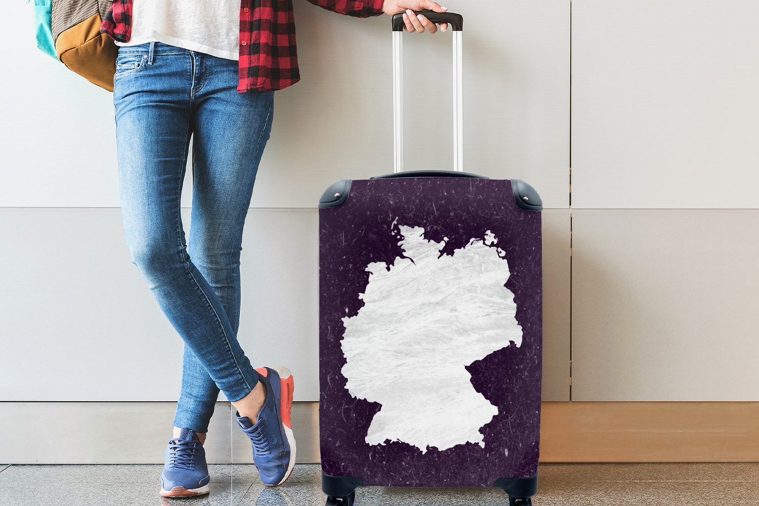 Ferien, Rollen, Karte mit rollen, 4 für Reisekoffer Weiß, Handgepäck Handgepäckkoffer Trolley, - Reisetasche MuchoWow Deutschland -