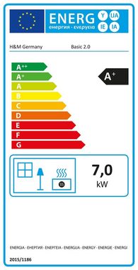 H&M Germany Kaminofen Basic 2.0 grau/Naturstein, 7 kW, Zeitbrand