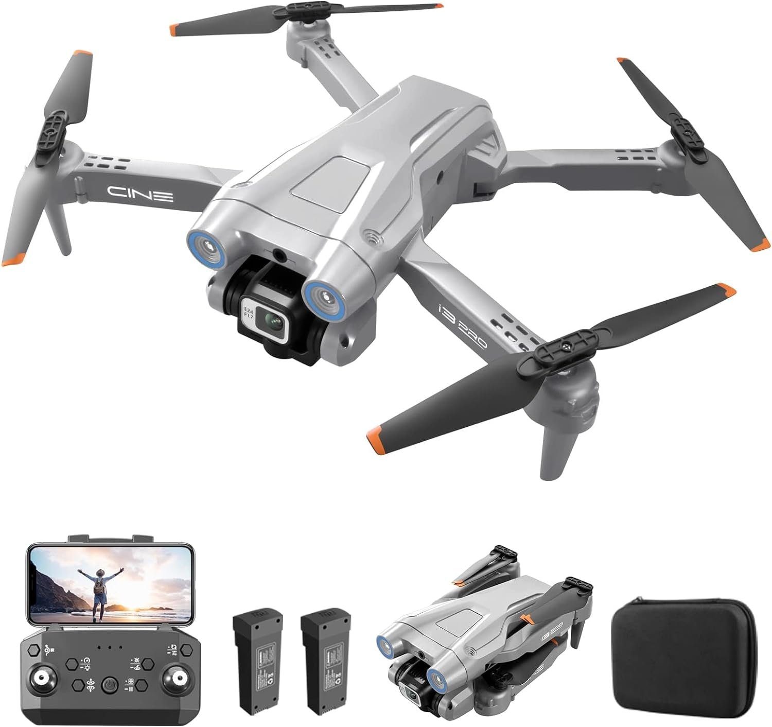 MINGPINHUIUS Drohne (1080P, 4K HD Dual Kamera RC Quadrocopter 2 Batterien Gestensteuerung Anfänger)