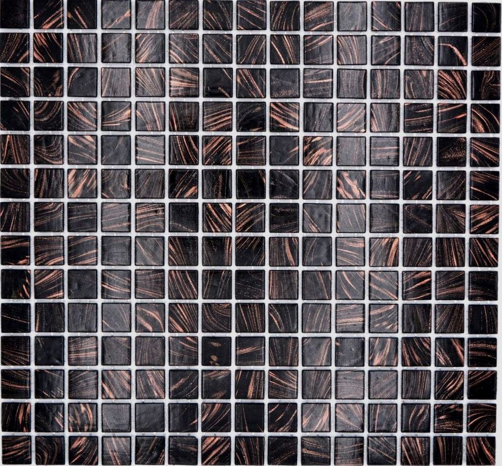 Mosani Mosaikfliesen Quadratisches Glasmosaik Mosaikfliesen dunkelbraun glänzend