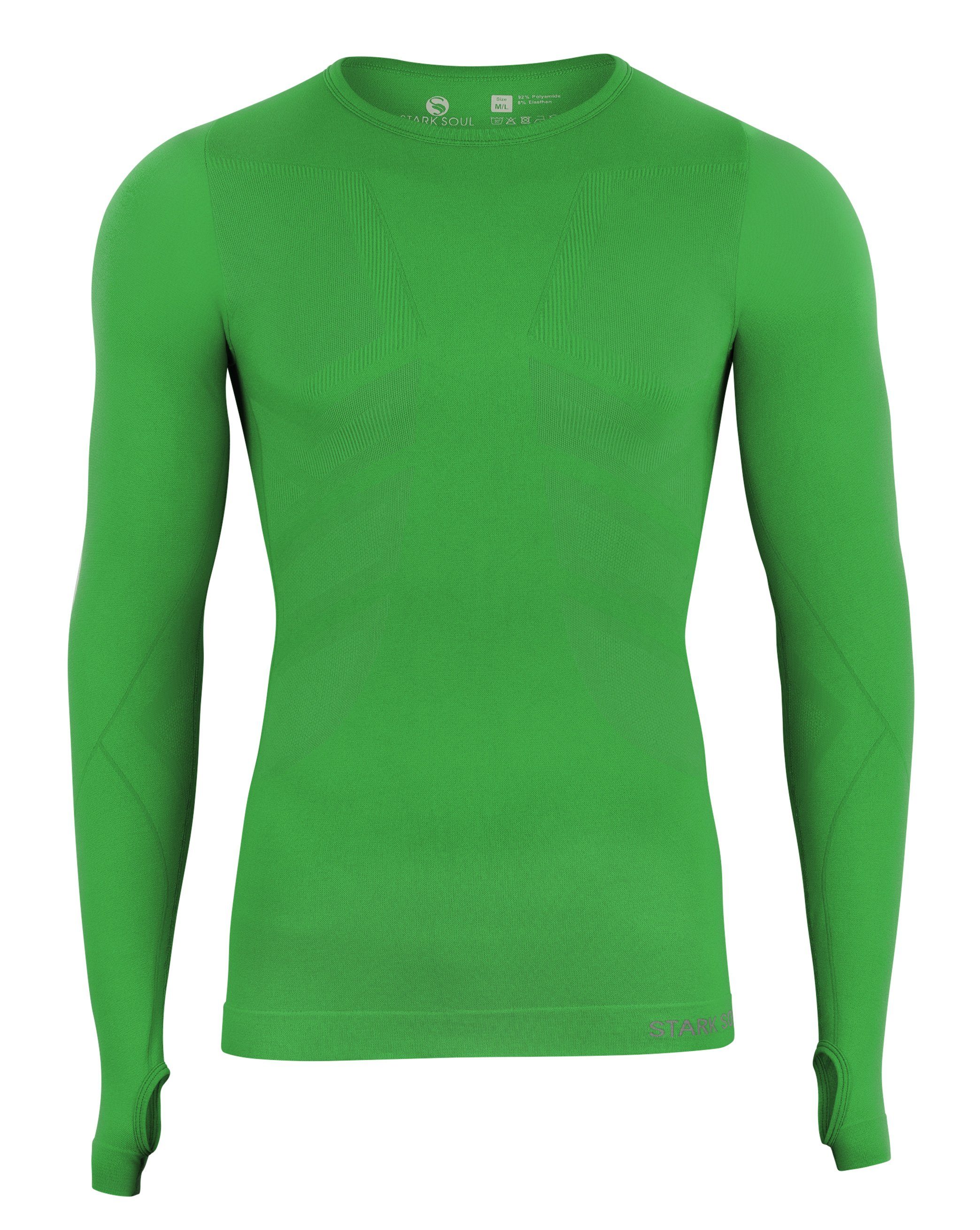 Langarm, Soul® - Daumenlöchern WARM Stark - Unterziehshirt Unterzieh-Shirts, UP Baselayer Grün mit Seamless Longsleeve
