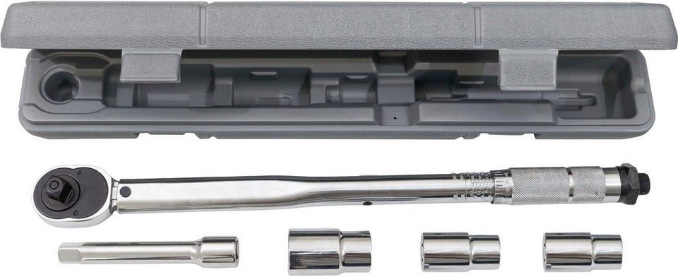 Petex Drehmomentschlüssel 40 - 210 Nm, 1/2 Zoll, inkl. 3 Stecknüsse, 17/19/21  mm, 1 Verlängerung und Aufbewahrungsbox