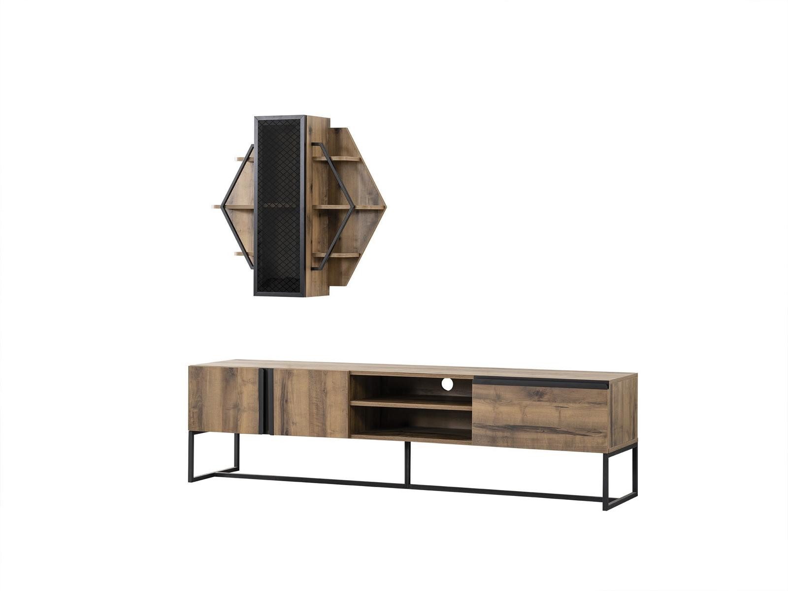 Lowboard TV Lowboard aus Holz für Wohnzimmer in Braun, Schrank & Regal