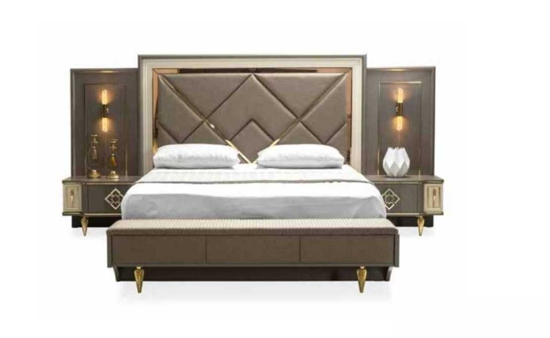 JVmoebel Schlafzimmer-Set Luxus 3tlg Schlafzimmer set Bett und 2x Nachttische, (3-St., Bett, 2x Nachttisch), Made in Europa