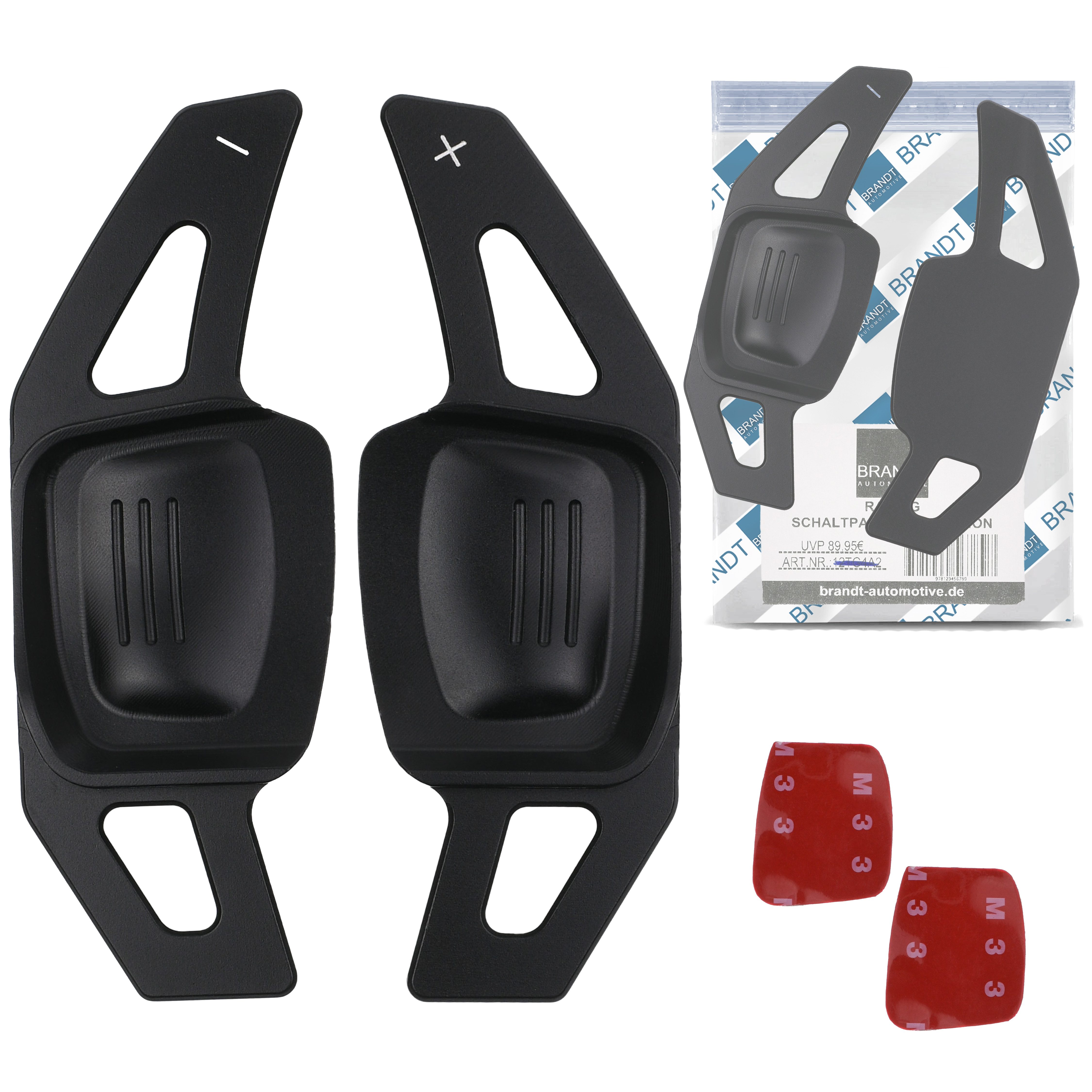 BRANDT AUTOMOTIVE Lenkeradapter Auto Lenkrad Schaltwippen Verlängerung SET Aluminium SCHWARZ, (2-tlg., für DSG VW AMAROK I ARTEON CADDY IV V GOLF 6 7 T6 T7 PASSAT B8 3G)