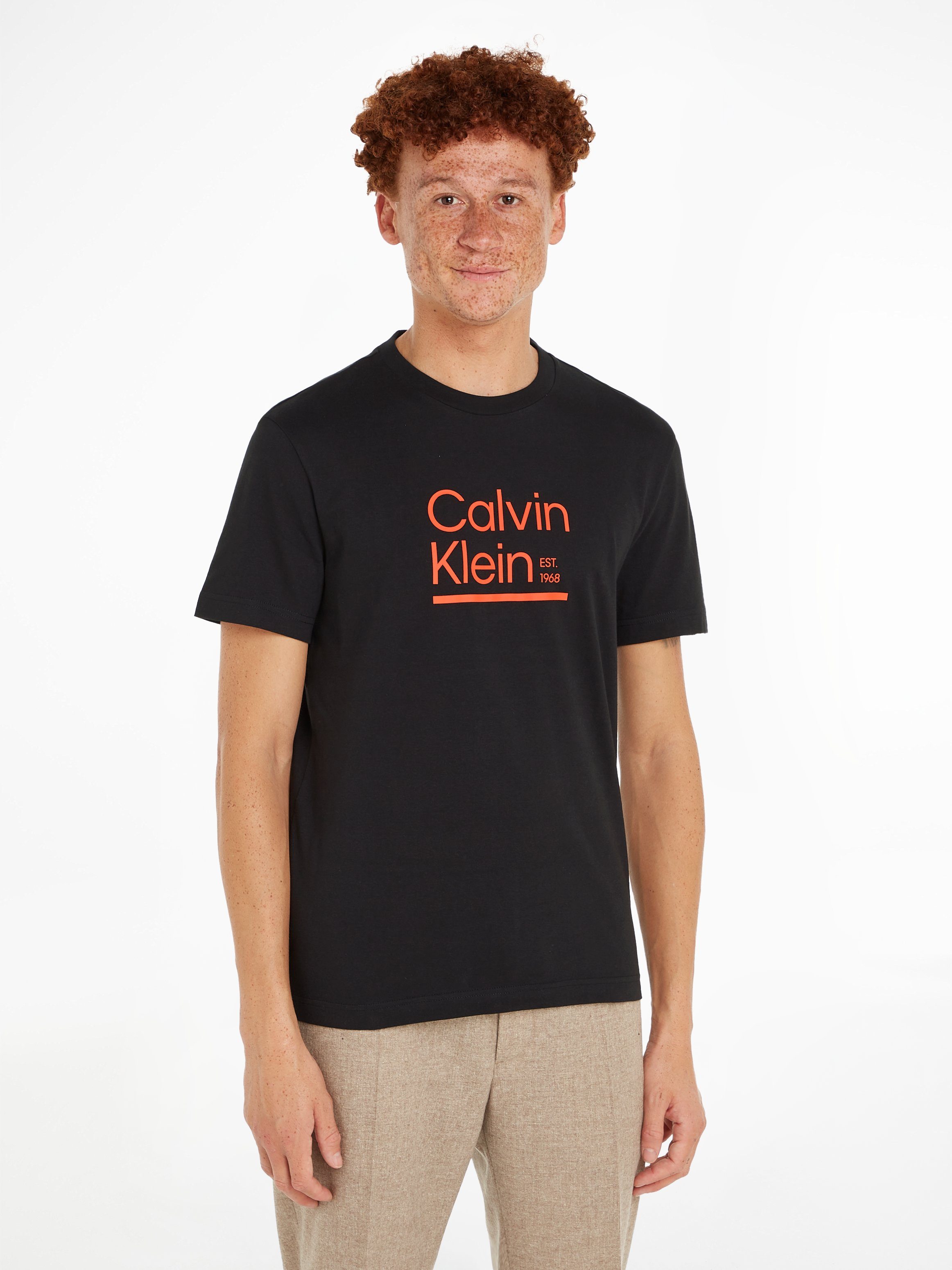 Calvin Klein T-Shirt CONTRAST LINE LOGO T-SHIRT mit CK-Logodruck Ck Black