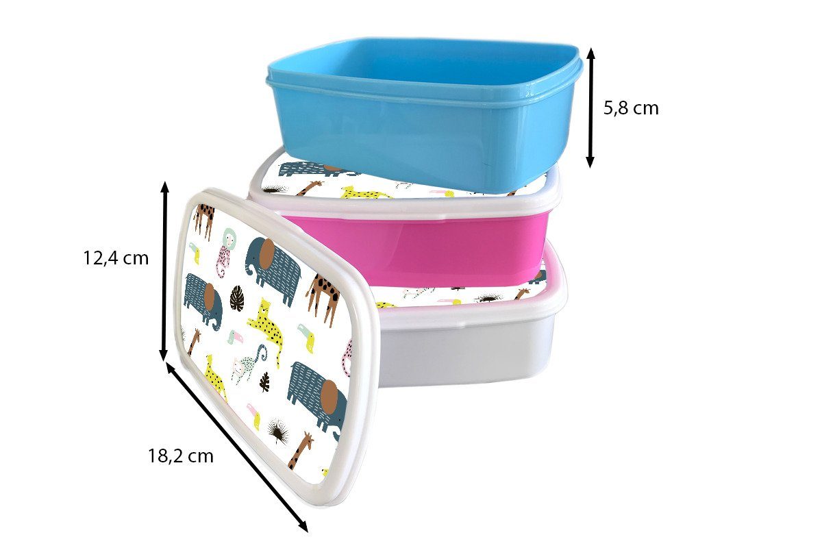 Tiere Mädchen Wilde für - Tiere MuchoWow Brotbox Lunchbox Brotdose, Jungs Erwachsene, und Kunststoff, und Weiß, für Kinder - (2-tlg),