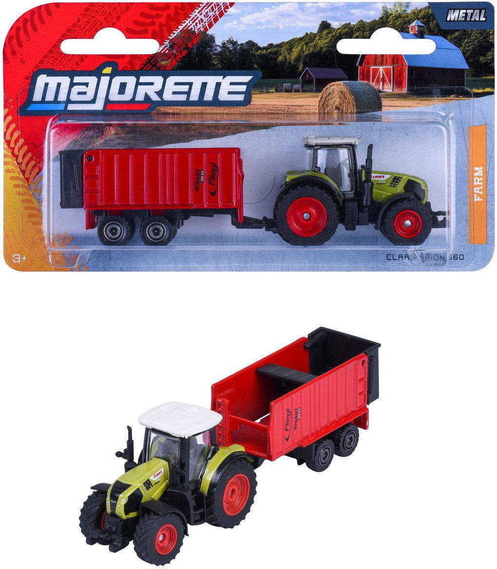 majORETTE Spielzeug-Traktor Spielzeug Farm Claas Arion 660 + Fliegl ASW 271 13 cm 8503002000Q01