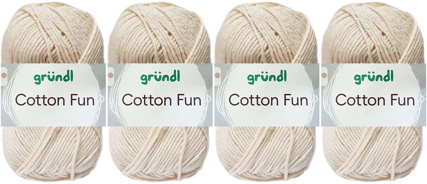 Gründl 4x50 Gramm Gründl Cotton Fun Wollset (von einer Farbe) Häkelwolle